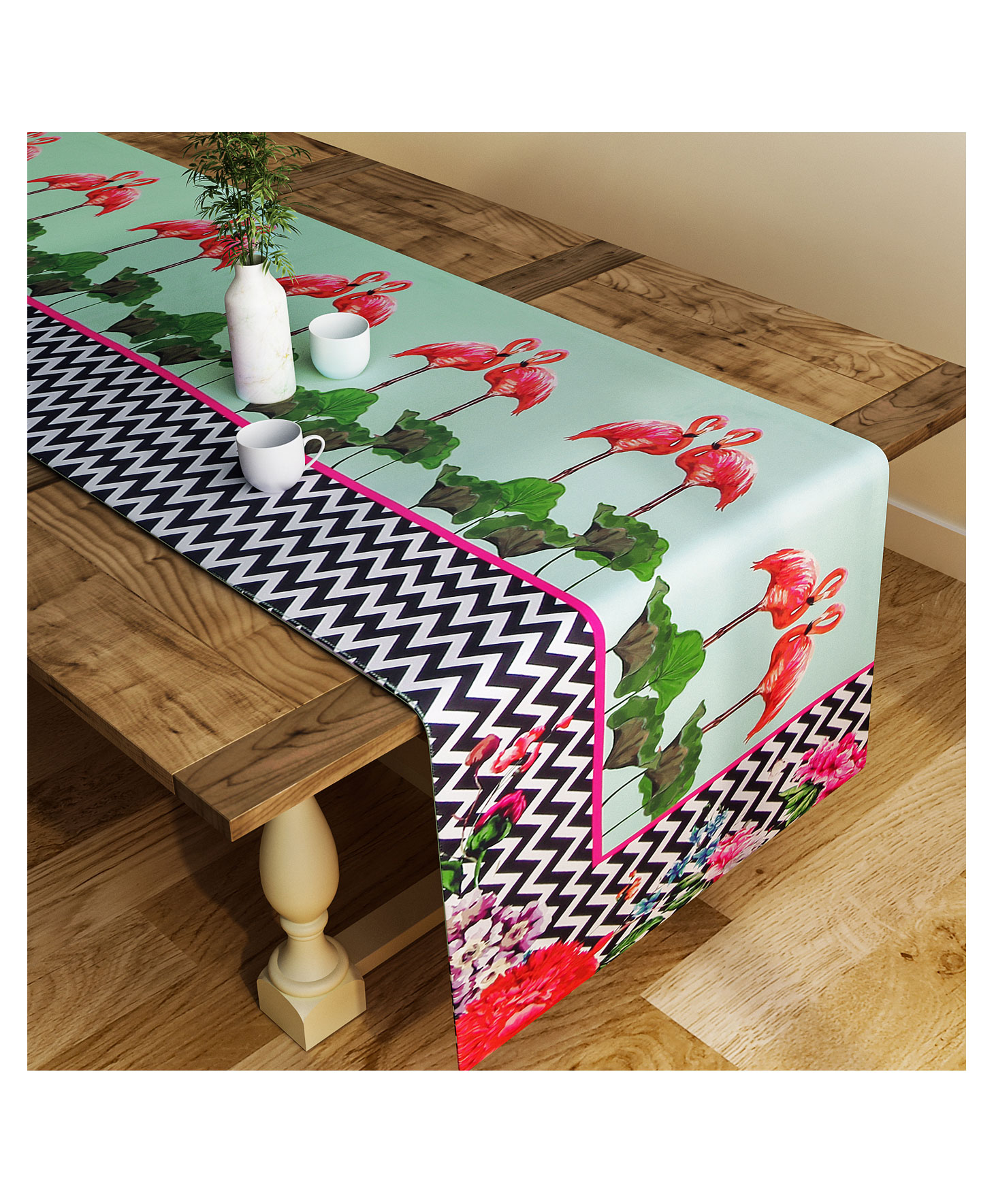 SEJ by Nisha Gupta Abstract Green Table Runner - Green-picture-30
