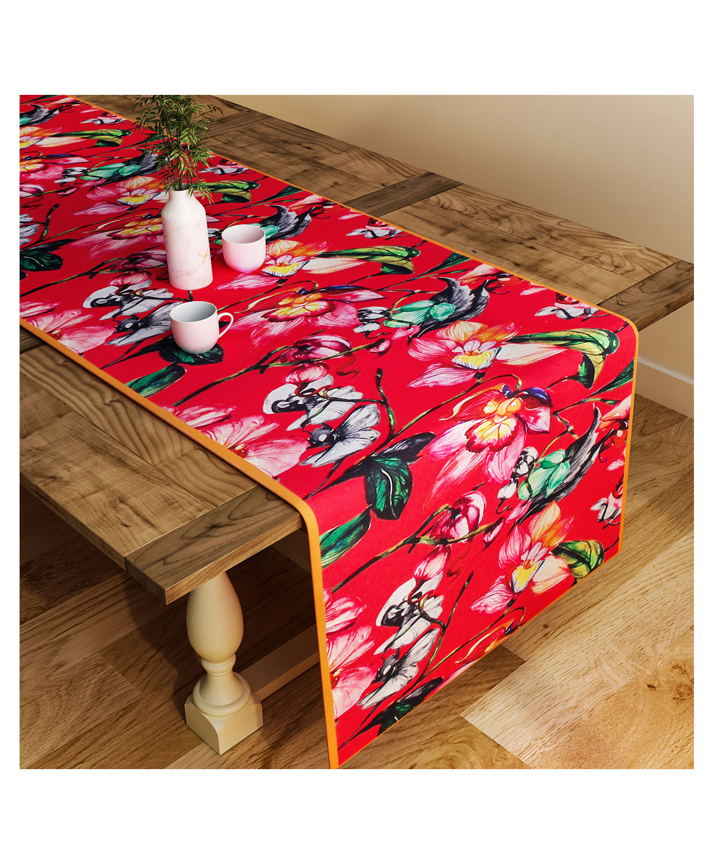 SEJ by Nisha Gupta Floral Red Table Runner - Red-picture-28