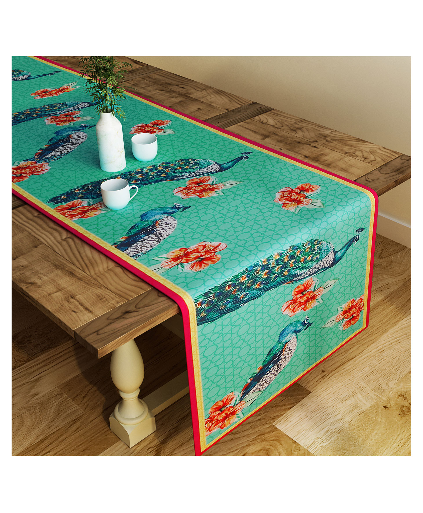 SEJ by Nisha Gupta Abstract Green Table Runner - Green-picture-20