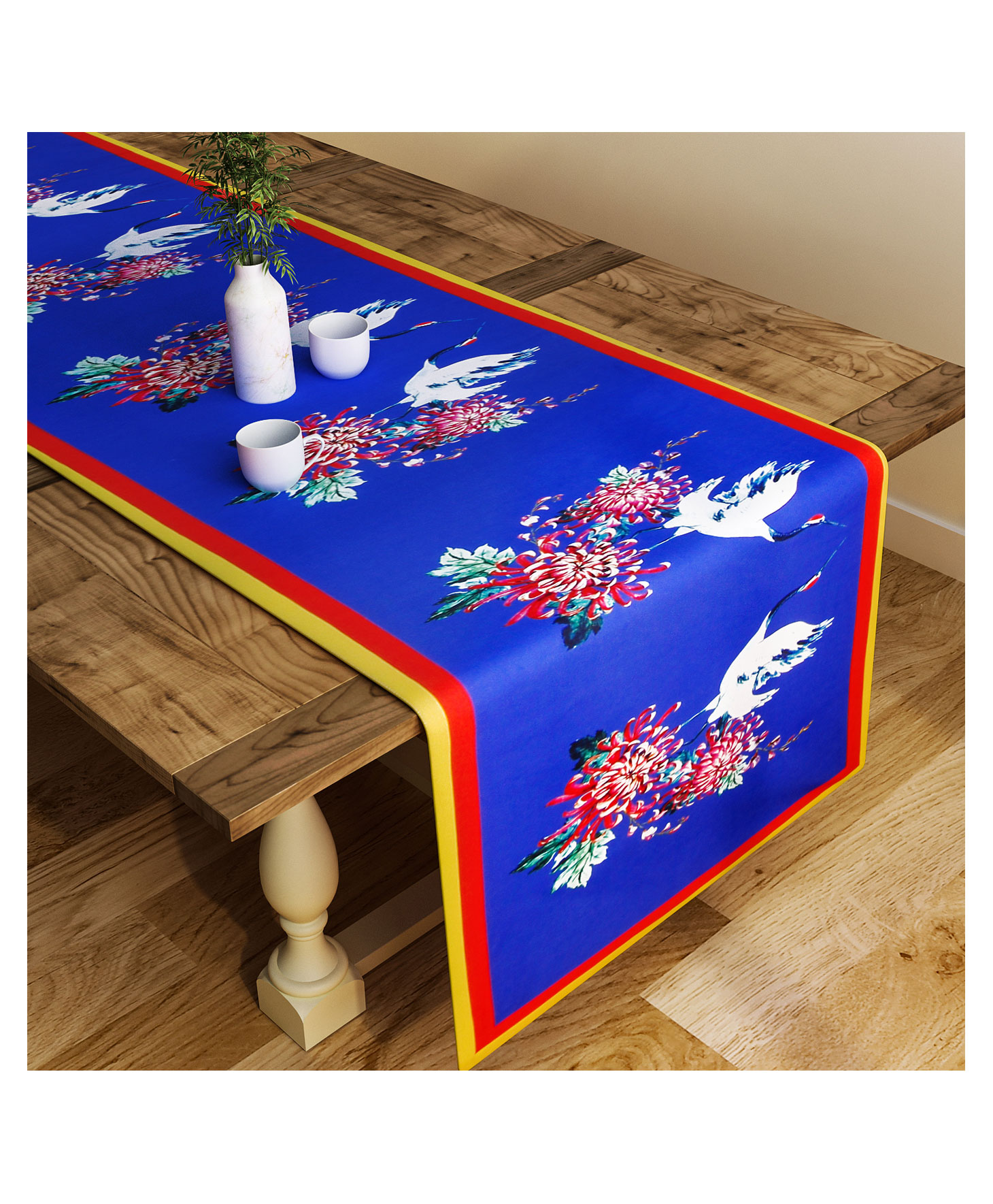 SEJ by Nisha Gupta Abstract Blue Large size Table Runner - Blue-picture-18