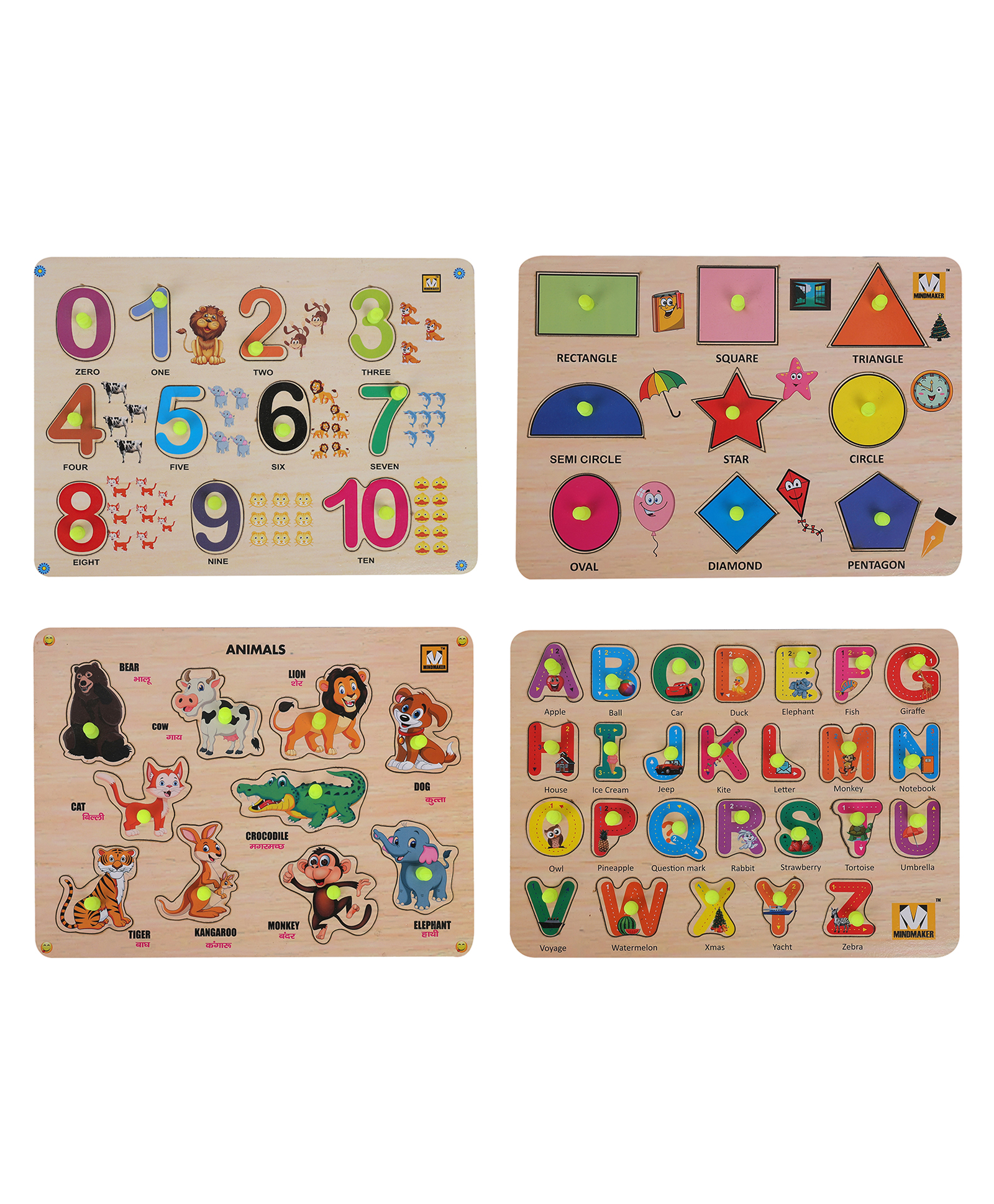 Mindmaker Wooden Knob Puzzles Pack of 4 - 53 Pieces-picture-22