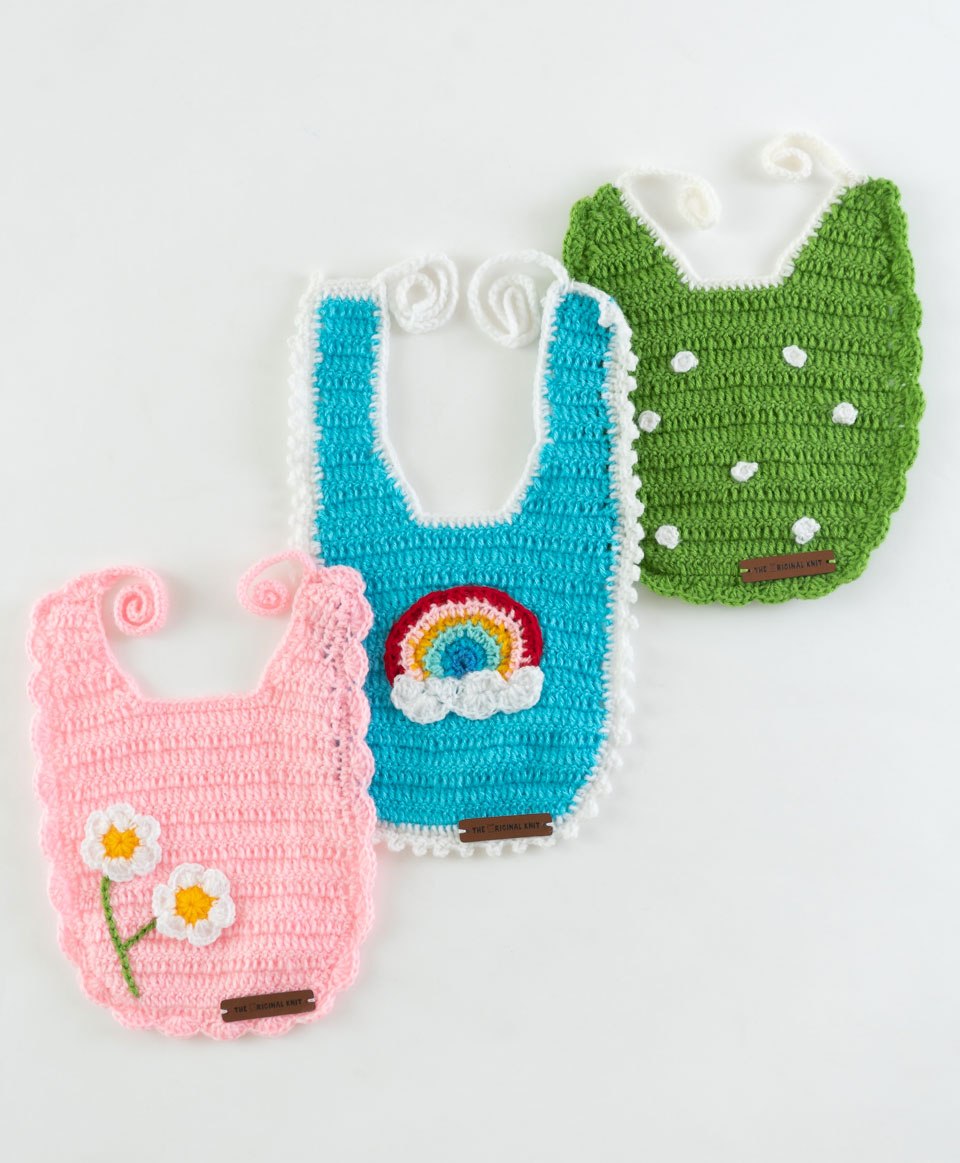 The Original Knit Pack Of 3 Floral & Rainbow Embellished Bibs - Multi Color-picture-12