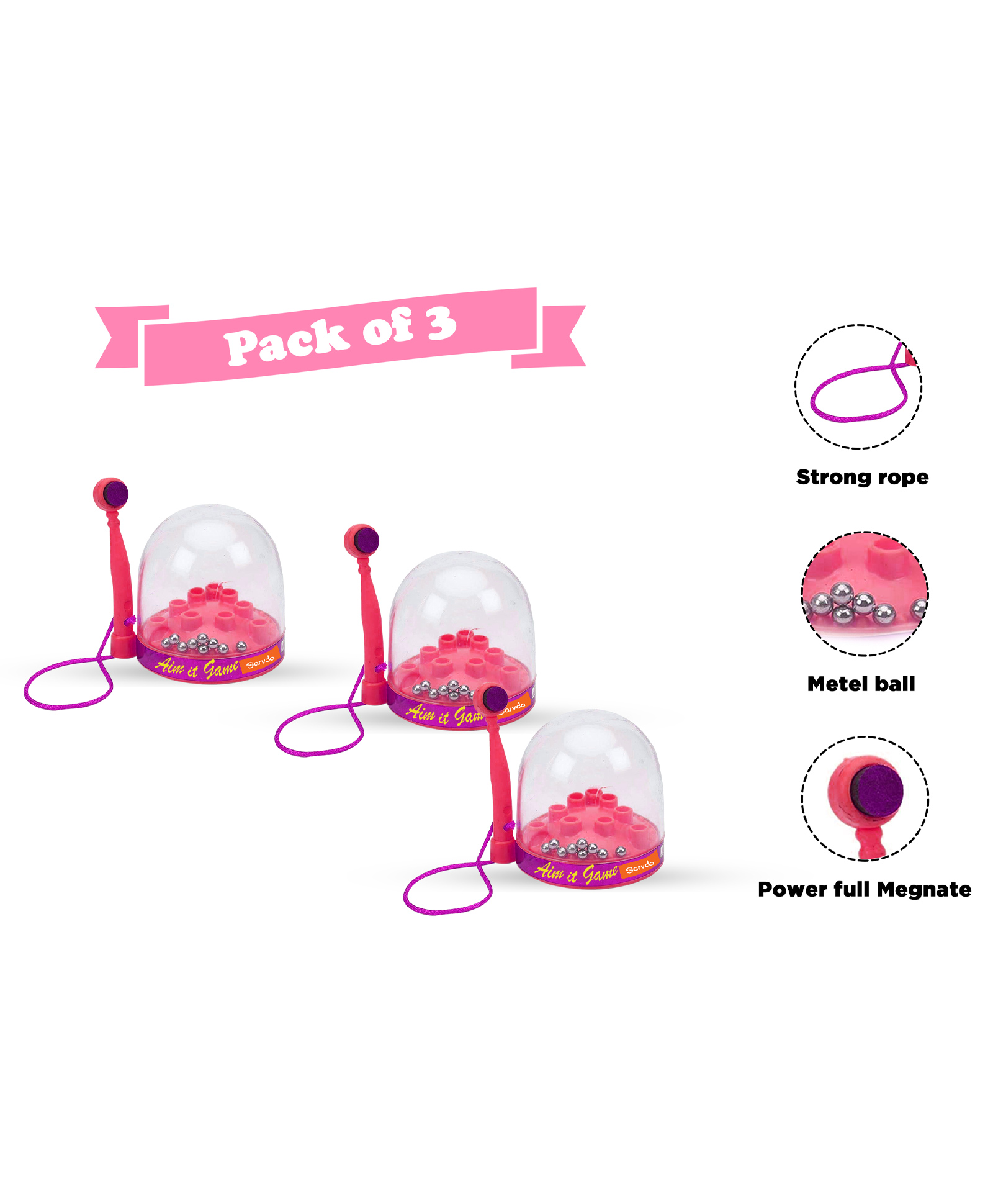 Sarvda Magnetic Aim it Game Stress Buster Dopamine Best birthday Return Gift Stress Relief toy for all age Group Pack of 3 - Multicolour-image-12