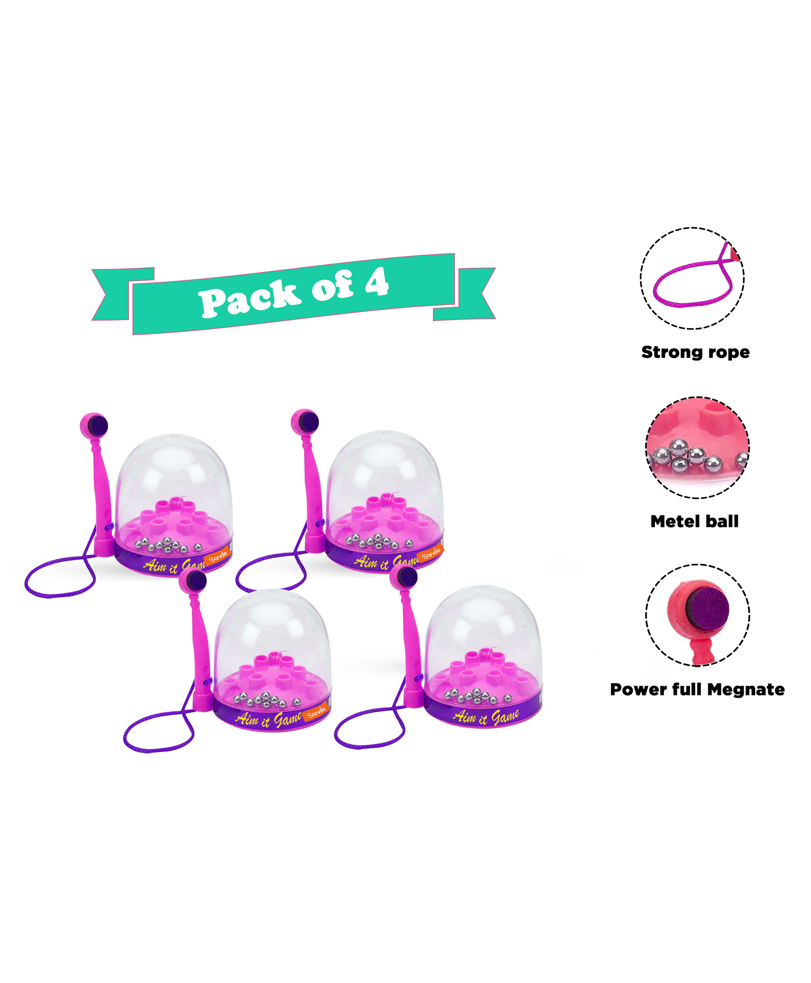 Sarvda Magnetic Aim it Game Stress Buster Dopamine Best birthday Return Gift Stress Relief toy for all age Group Pack of 4 - Multicolour-image-13