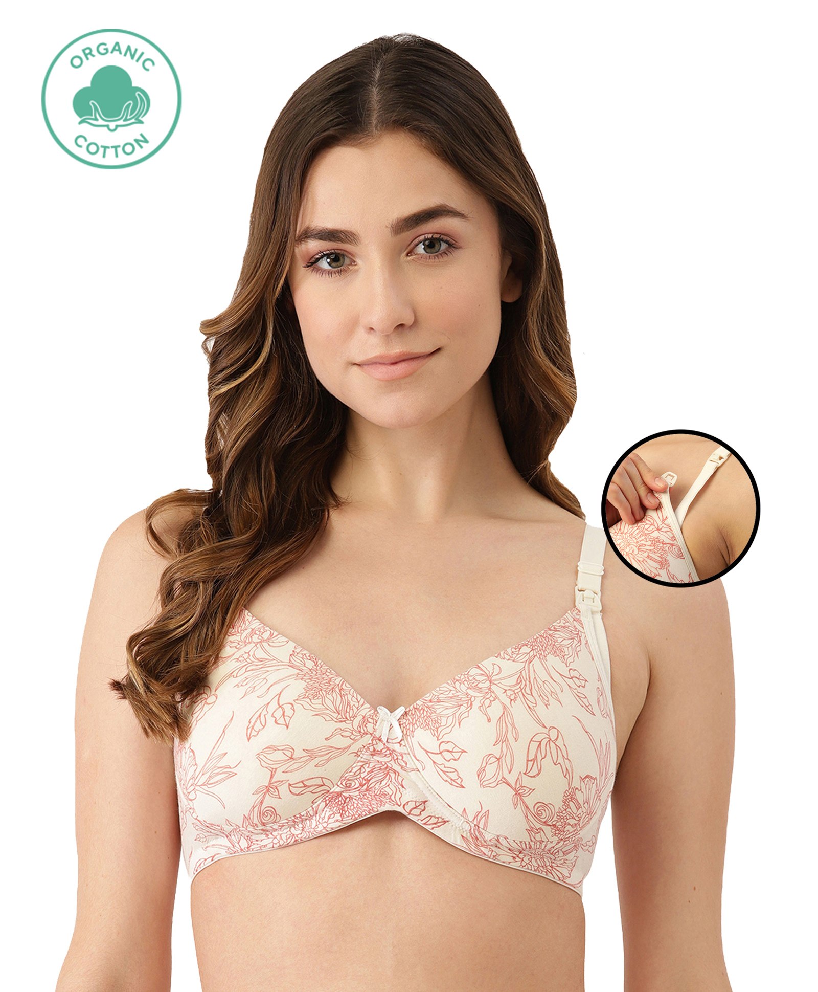 Inner Sense Organic Antimicrobial Padded Non Wired Feeding Bra - Peach-image-7