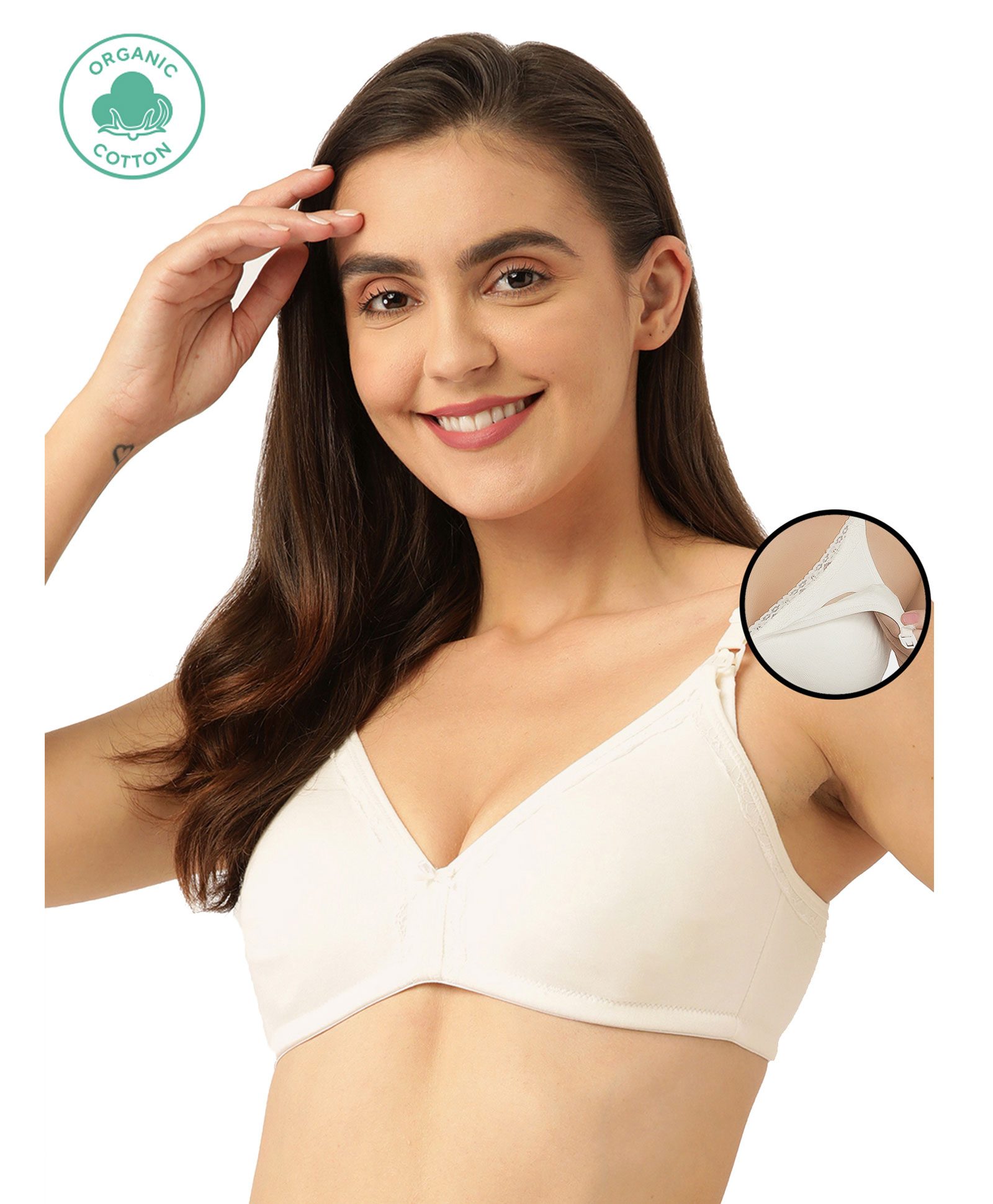 Inner Sense Organic Antimicrobial Laced Triangular Maternity Bra - White-picture-28