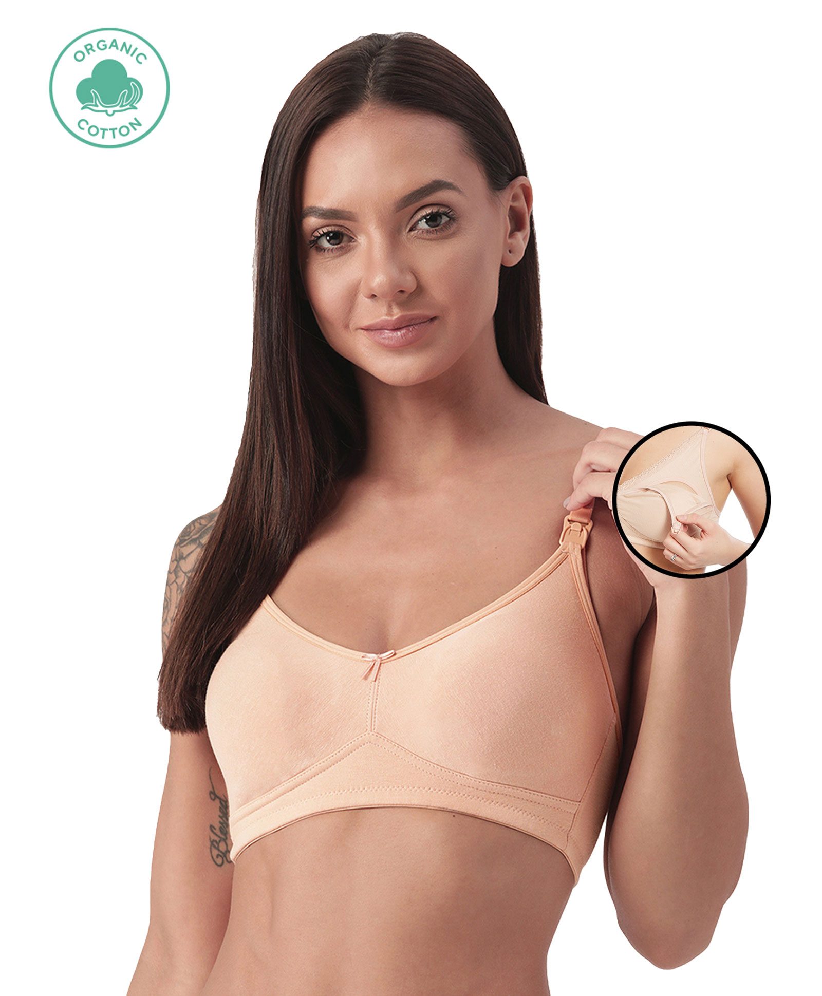 Inner Sense Organic Antimicrobail Low Impact Lounge Bra With Removable Pads - Beige-picture-23