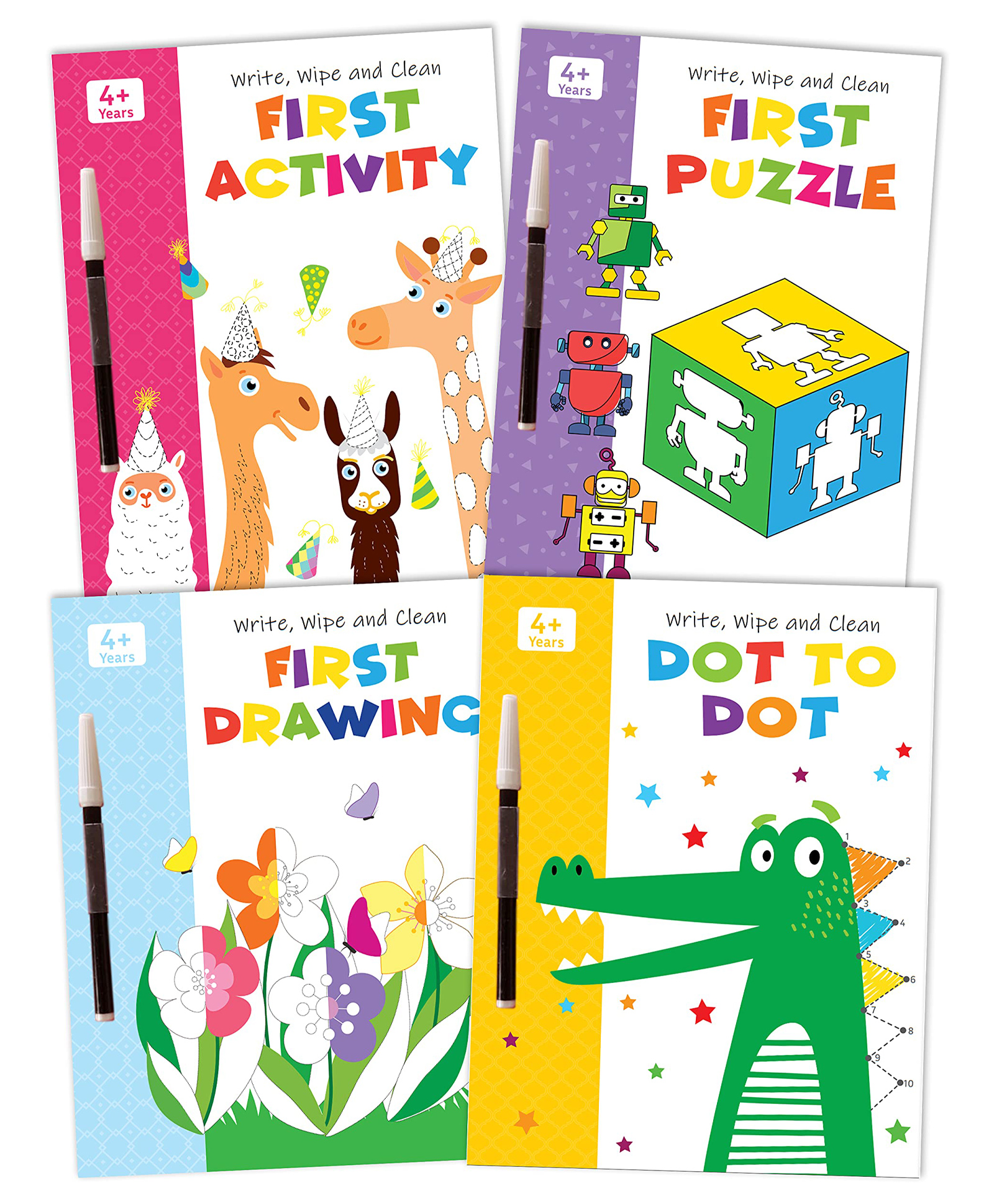 b. jain Pegasus - Set of 4 My First Wipe & Clean Activity Books including Activity, Drawing, Puzzle and Dot to Dot with Free Pens-picture-13