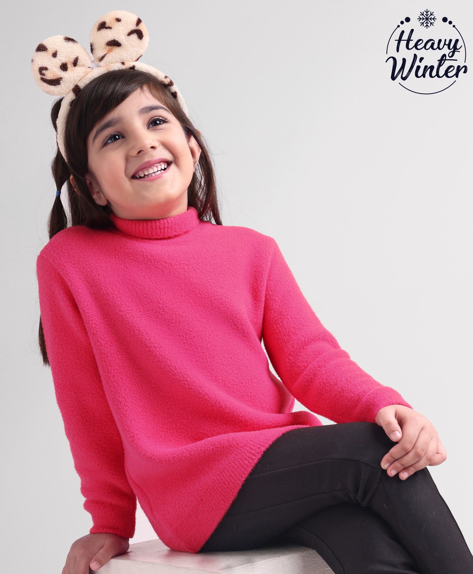 Babyoye Full Sleeves Nylon Blend Sweater - Dark Pink-image-8