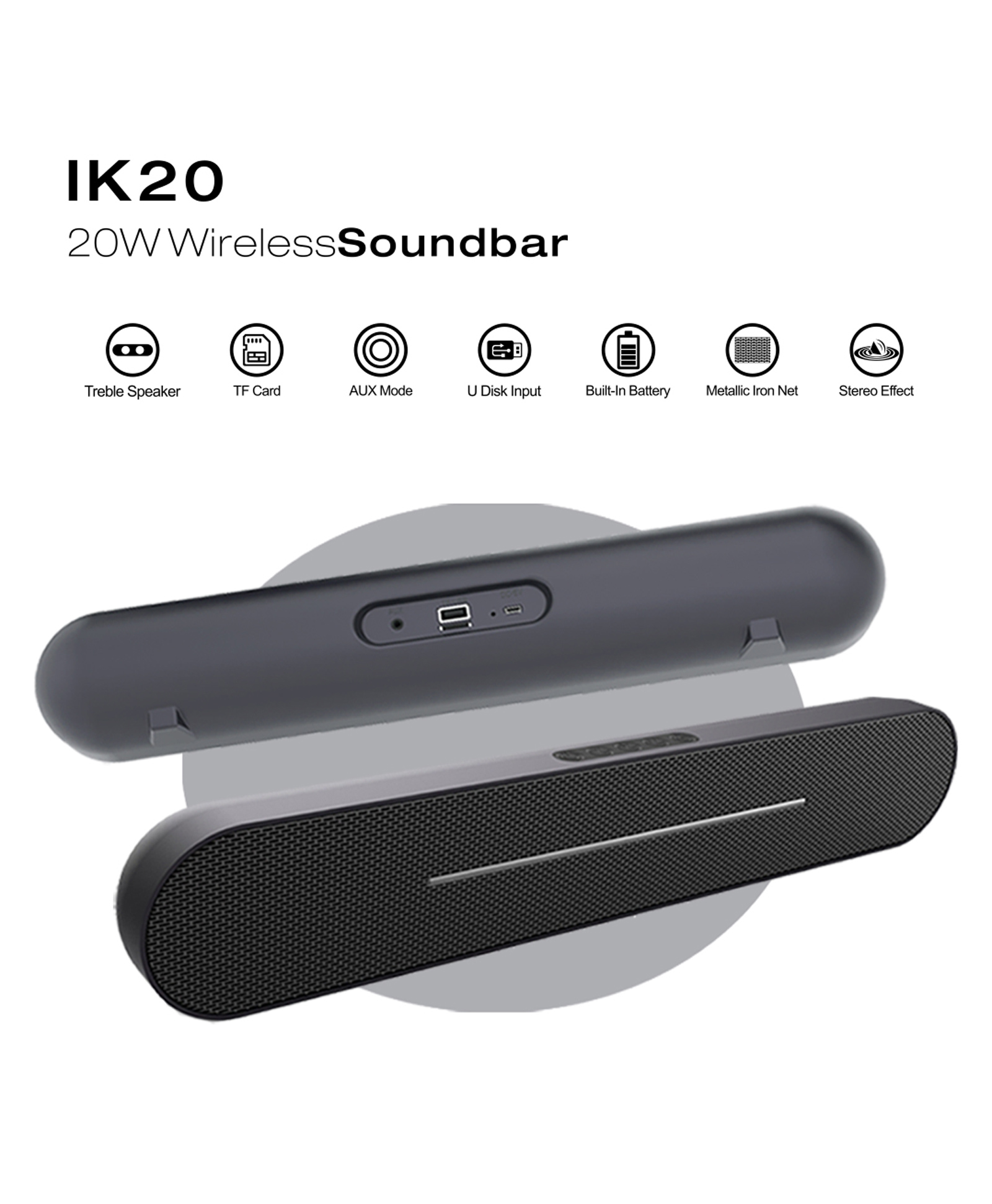 I KALL IK20 Wireless Soundbar with Bluetooth - Black-image-20