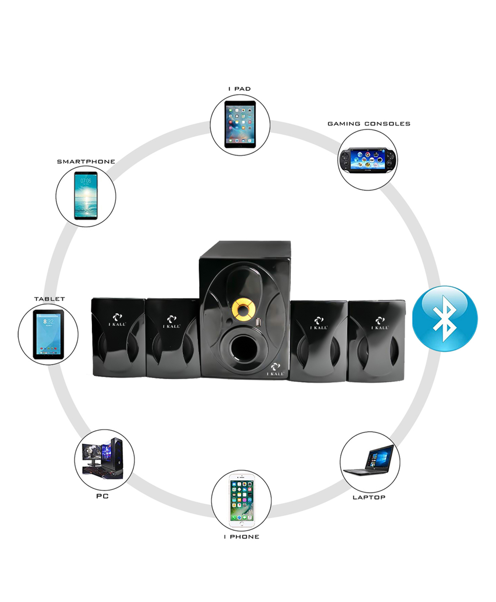 I Kall IK-202 60 W Bluetooth Home Theatre (Black, 4.1 Channel)-image-48