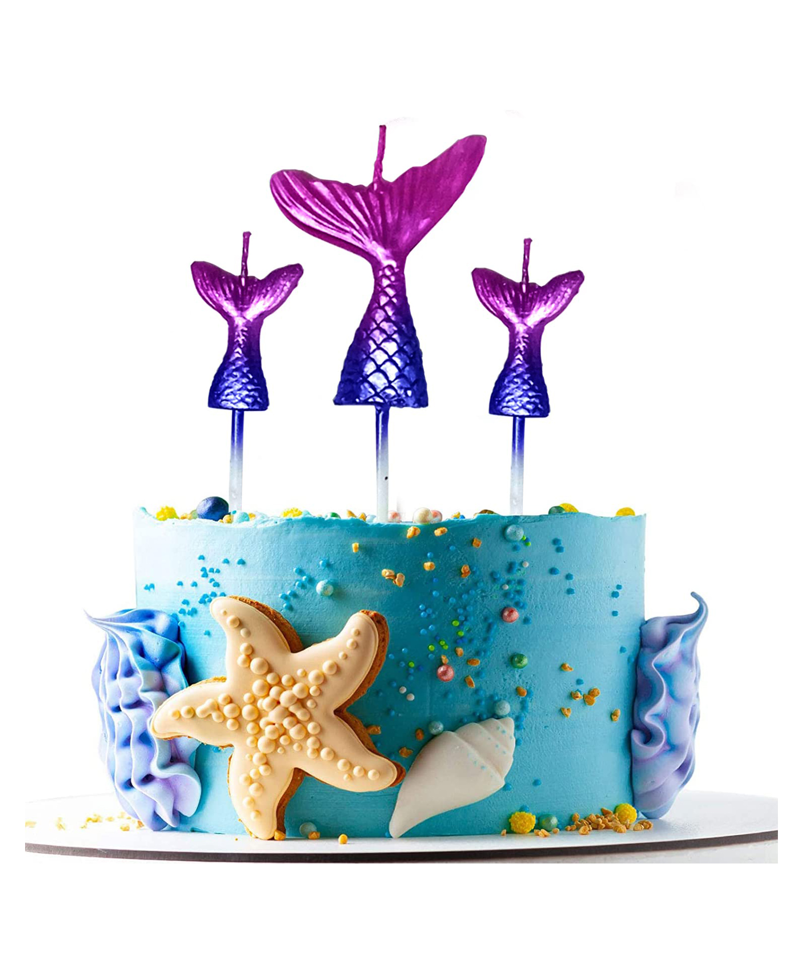 AMFIN® Mermaid Candles for Birthday / Mermaid Theme Birthday Decorations / Candles for Birthday Decoration / Candles for Anniversary / Girls Cake Candles - Pack of 3
