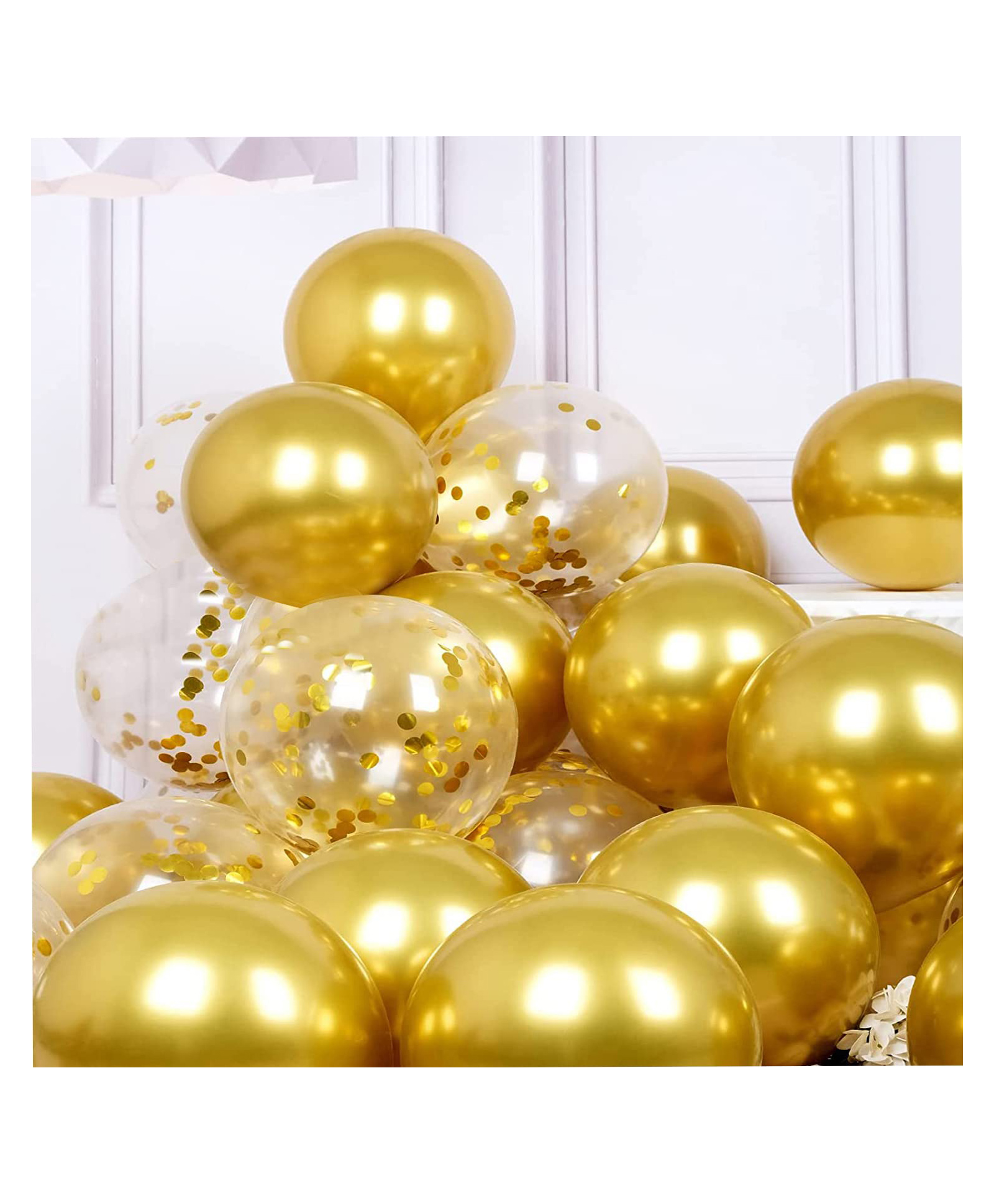 AMFIN Gold Confetti Balloons Gold Confetti Balloons for Birthday Gold Birthday Decoration Theme Balloons - Pack of 20-picture-14