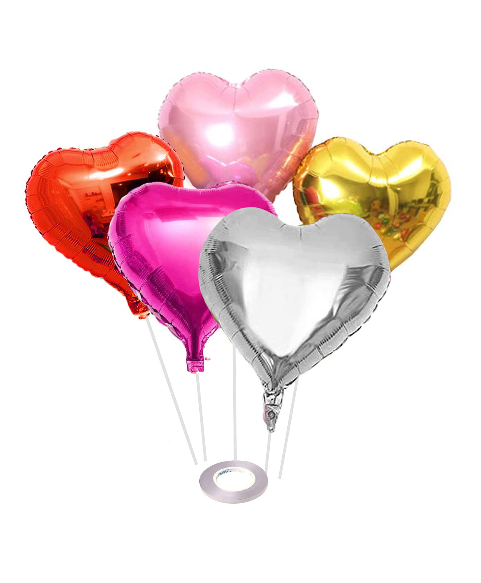 AMFIN 18 Inch Multi Plain Heart Shaped Balloons Heart shape balloons for decoration Multi heart balloons for decoration Multi heart foil balloons valentine balloons - Pack of 5-image-10