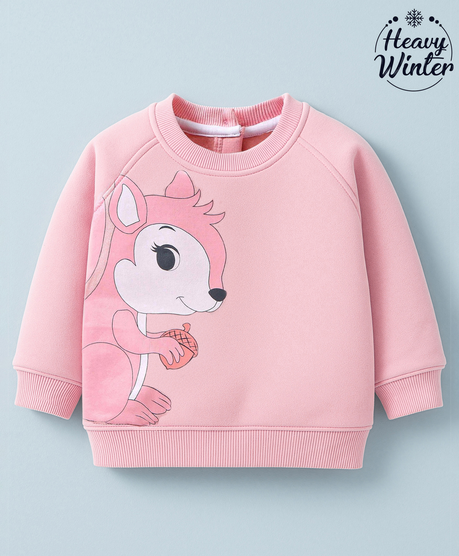 Babyoye Cotton Blend Brushed Fleece Full Sleeves Sweatshirt Squirrel Print - Pink-image-11
