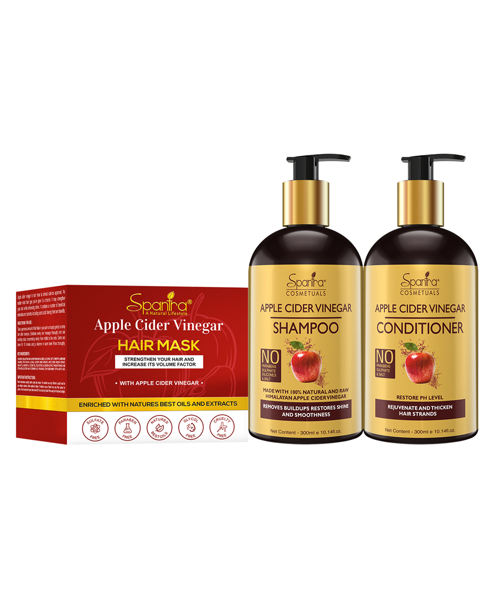 Spantra Apple Cider Vinegar Shampoo Conditioner & Hair Mask - 300 ml each & 250 g Online in India, Buy at Best Price from - 11255572 Spantra Apple Cider Vinegar Shampoo Conditioner & Hair Mask - 300 ml each & 250 g Online in India, Buy at Best Price from - 11255572