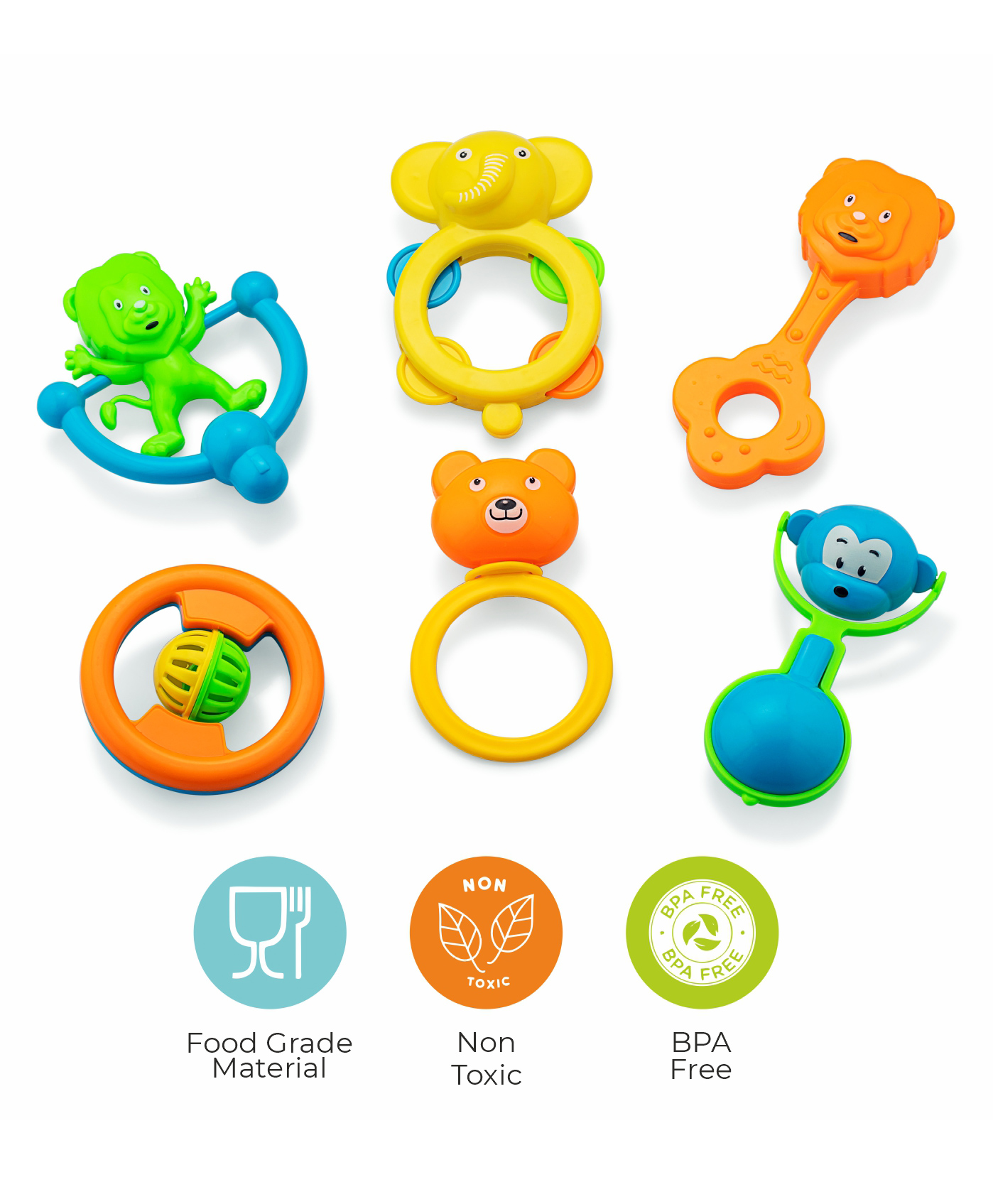 Toysons Rattle Set Box 6 Pieces - Color & Design May Vary-image-36
