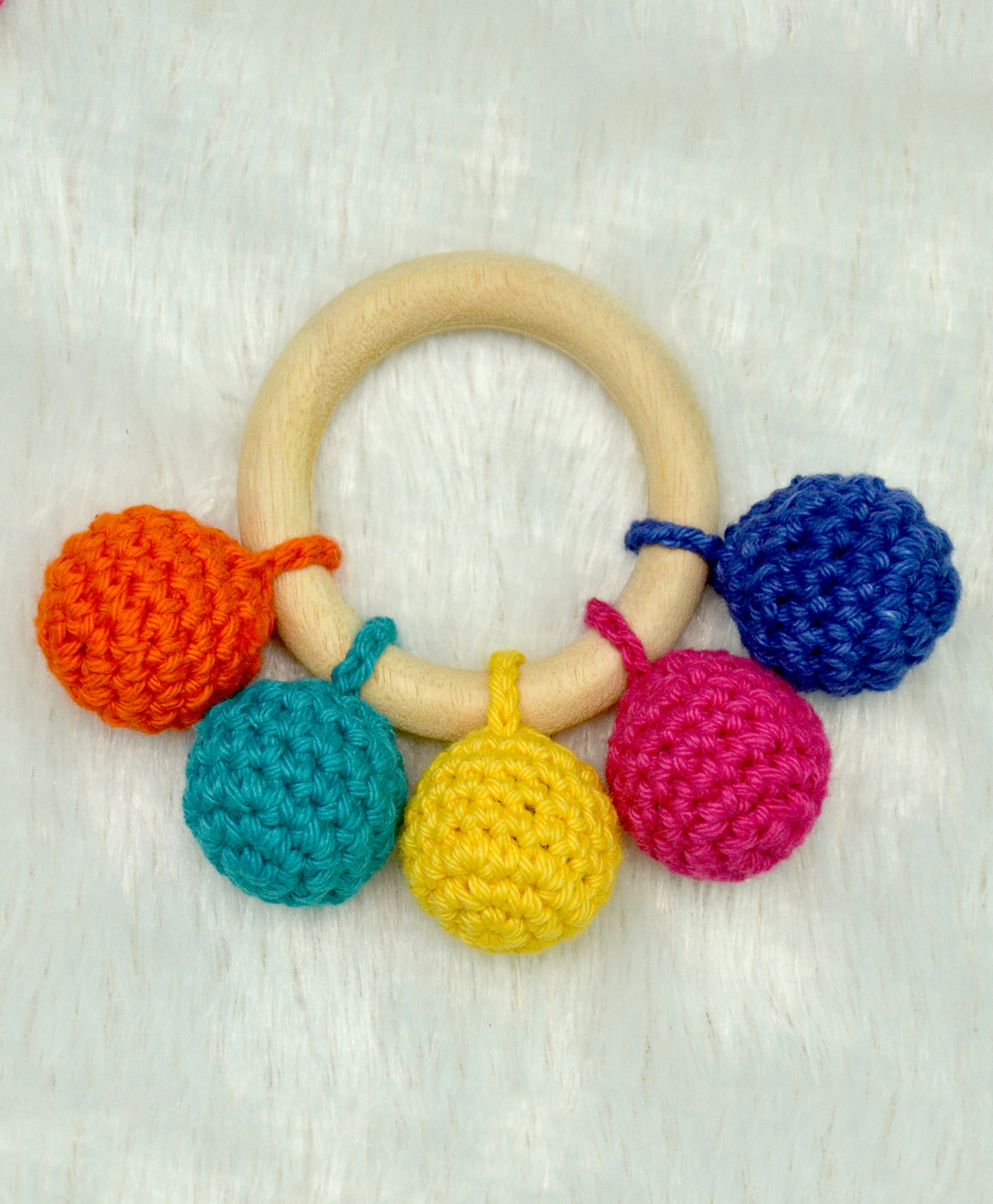Love Crochet Art Beech Wood Rattle Teether - Multicolour-image-29