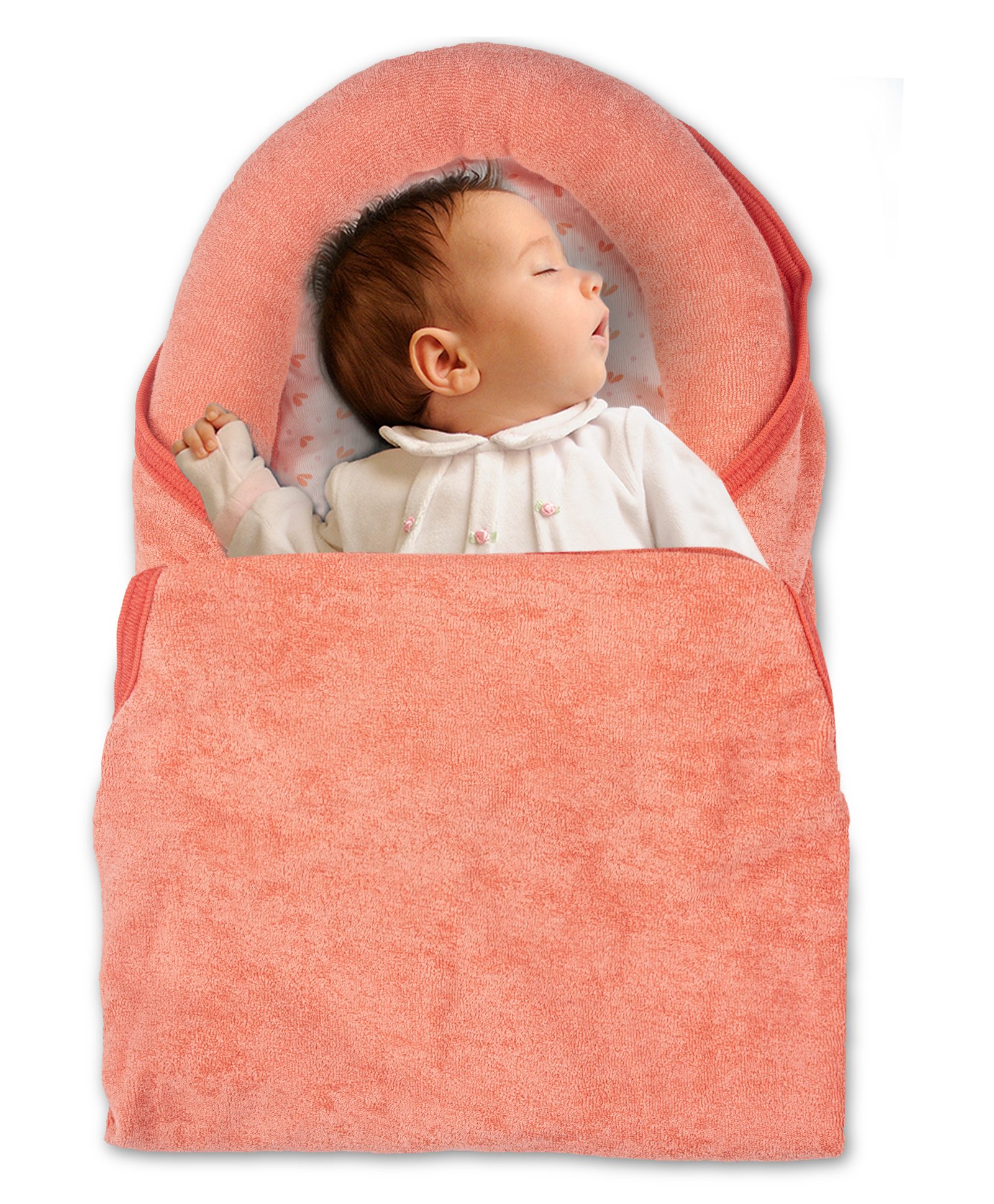 BAYBEE Cotton Swaddle Wrap with Head Protection Support & Velcro Closure - Orange-picture-15