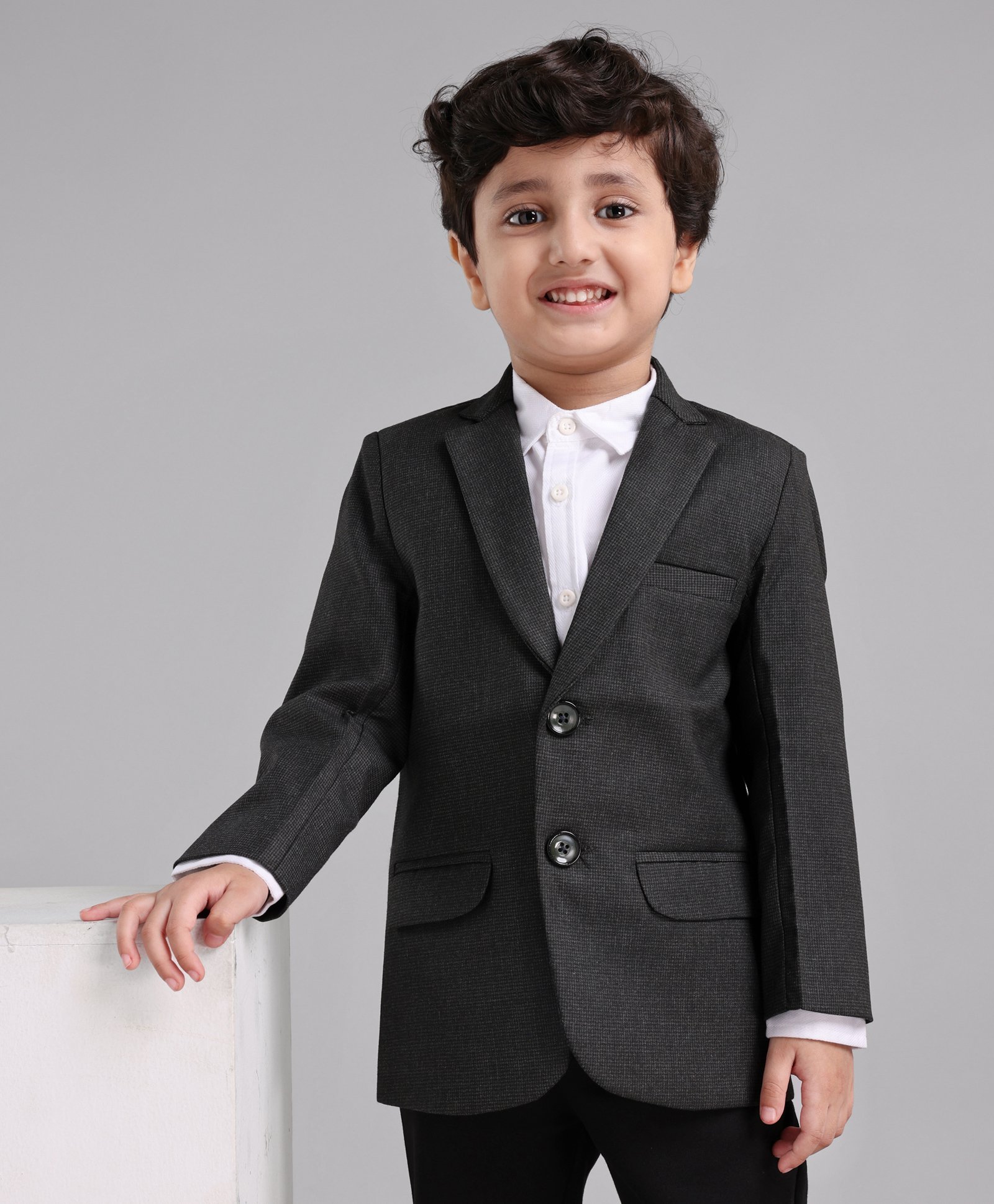 Babyhug Full Sleeves Party Wear Woven Blazer Solid- Black-image-6