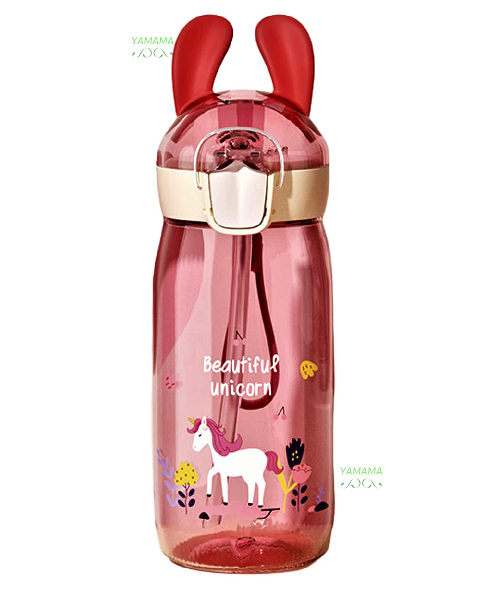YAMAMA Cartoon Design Anti Leak Water Bottle With Sipper Pink - 550 ml-image-26