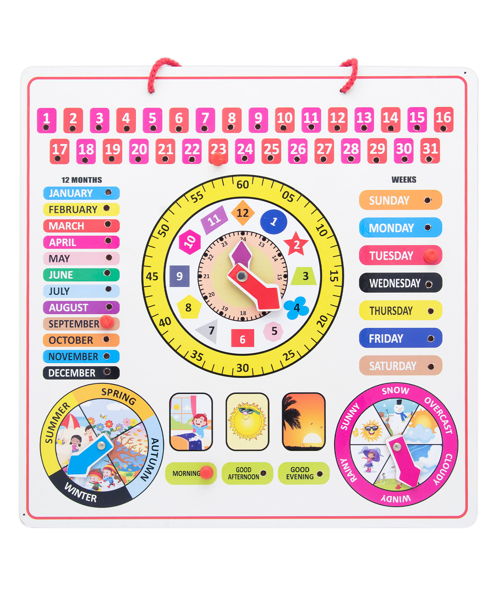 MINDMAKER Wooden Calendar Clock with Slider Board Game - Multicolour-image-27