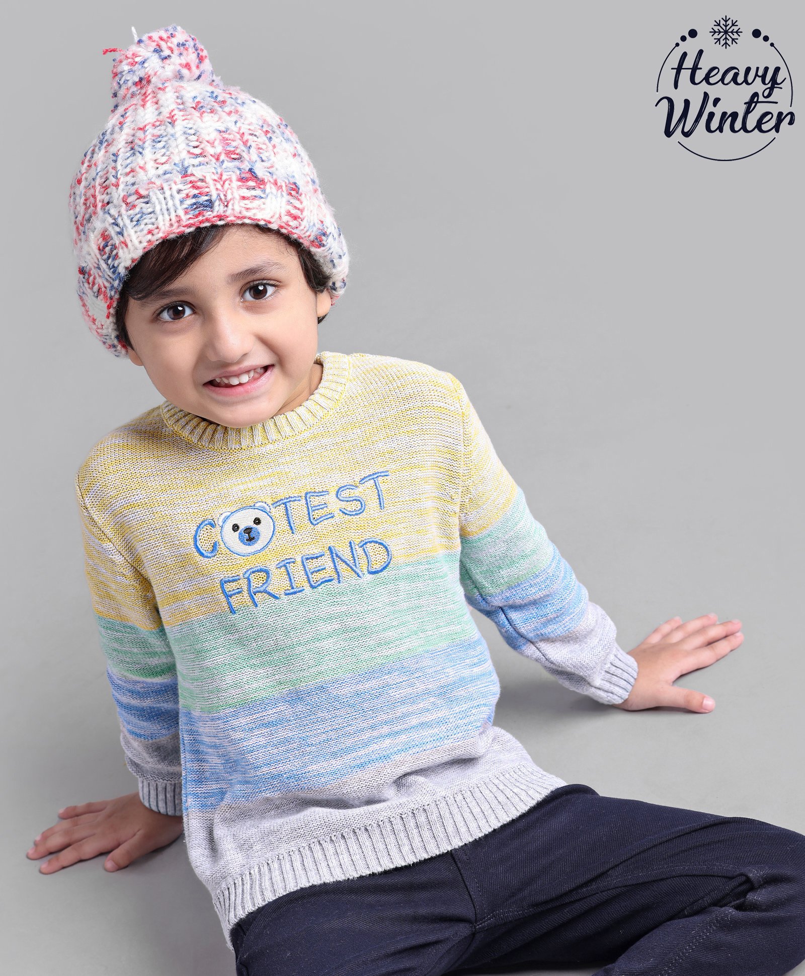 Babyoye 100% Cotton Knit Full Sleeves Pullovers Sweaters Embroidered - Multicolour-image-36