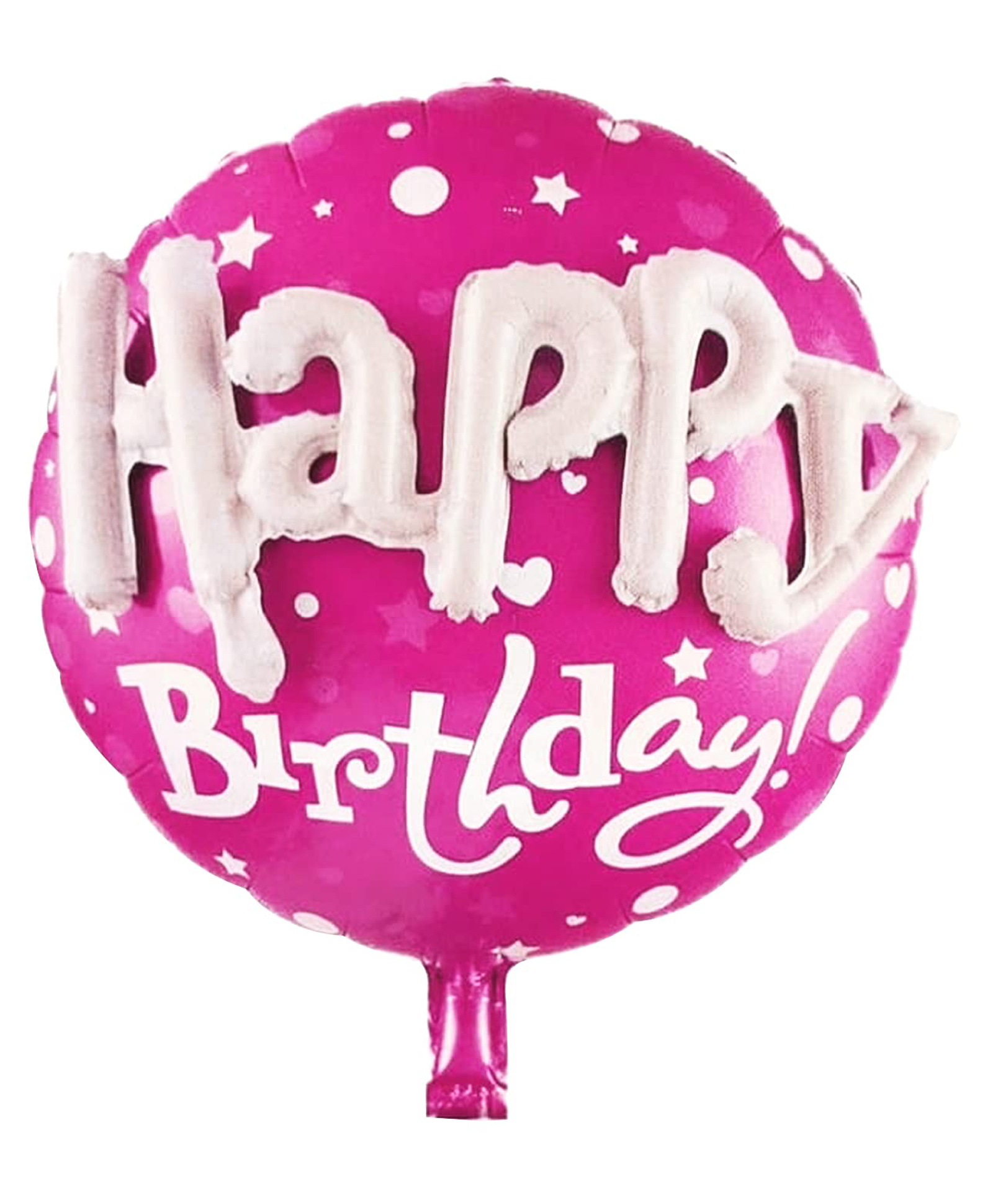 AMFIN Happy Birthday 3D Round Foil Balloon Pink / 3D Happy Birthday Printed on Pink Round Shape Foil Balloon For Party Decoration, Birthday Decoration, Kids Decoration - Pink-image-24