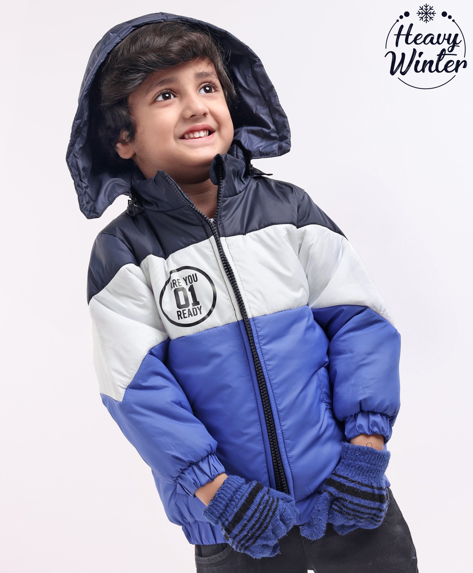 Babyoye Full Sleeves Color Block Quilted Hoodies - Blue-image-14