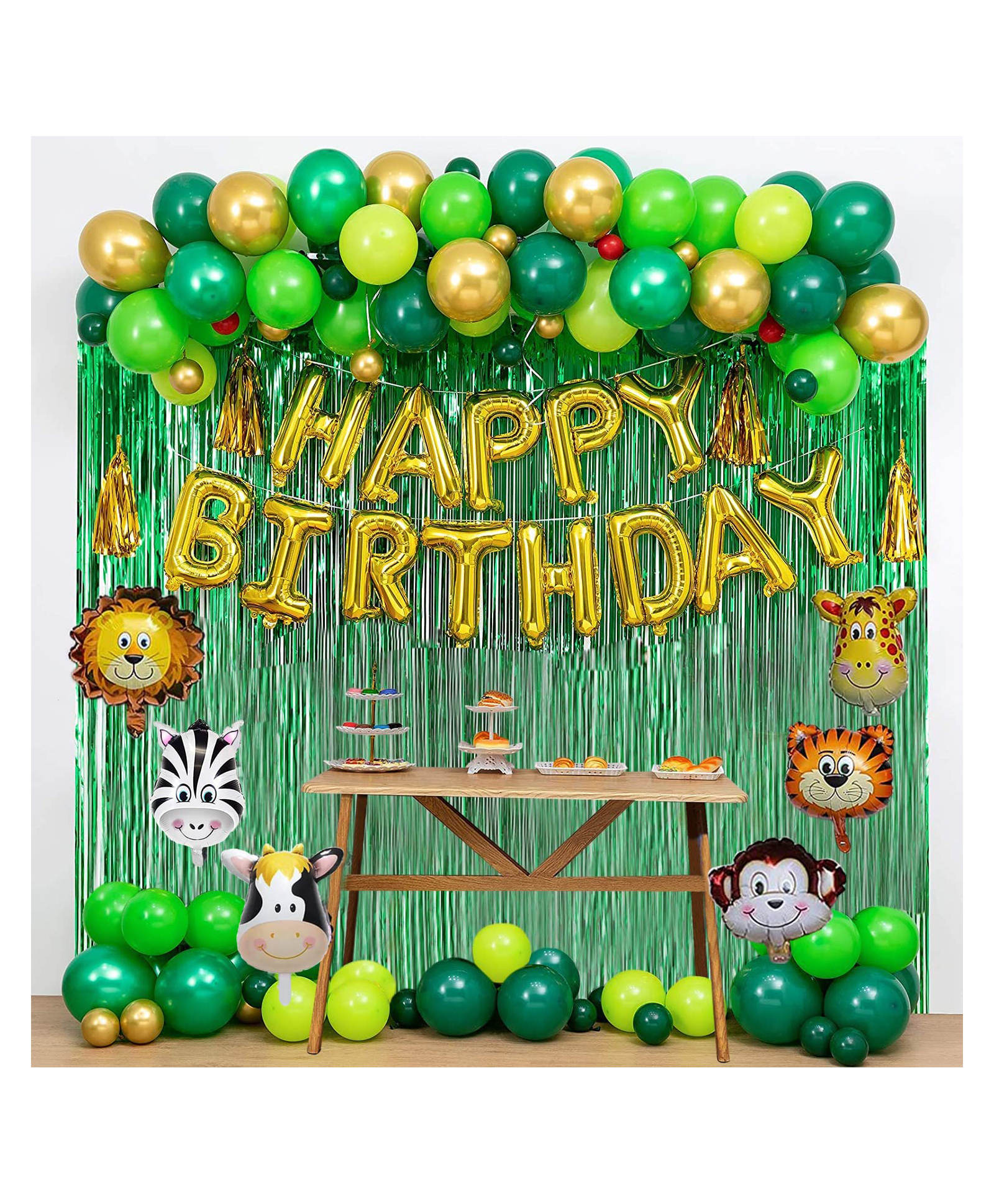 JOHRA (Pack of 92) Happy Birthday decoration / Happy birthday foil balloon  / Jungle theme birthday decoration / Animal theme birthday party decorations  Online in India, Buy at Best Price from  - 11271493