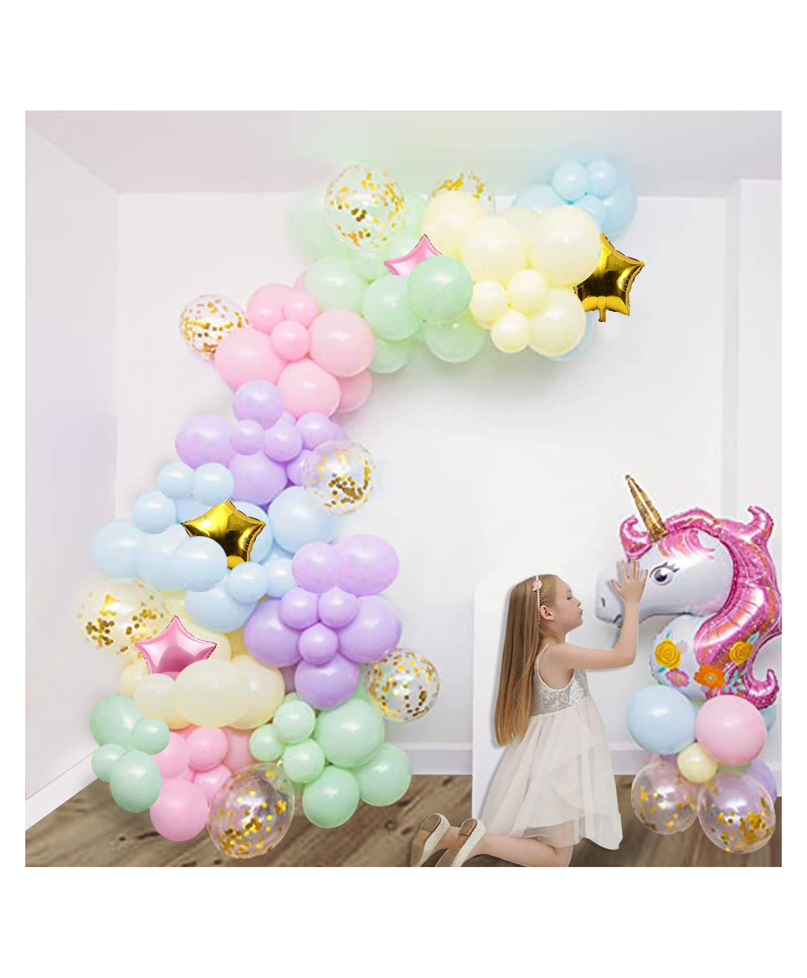JOHRA Unicorn Theme & Star Pastel Balloons for Decoration - Pack of 92-image-45
