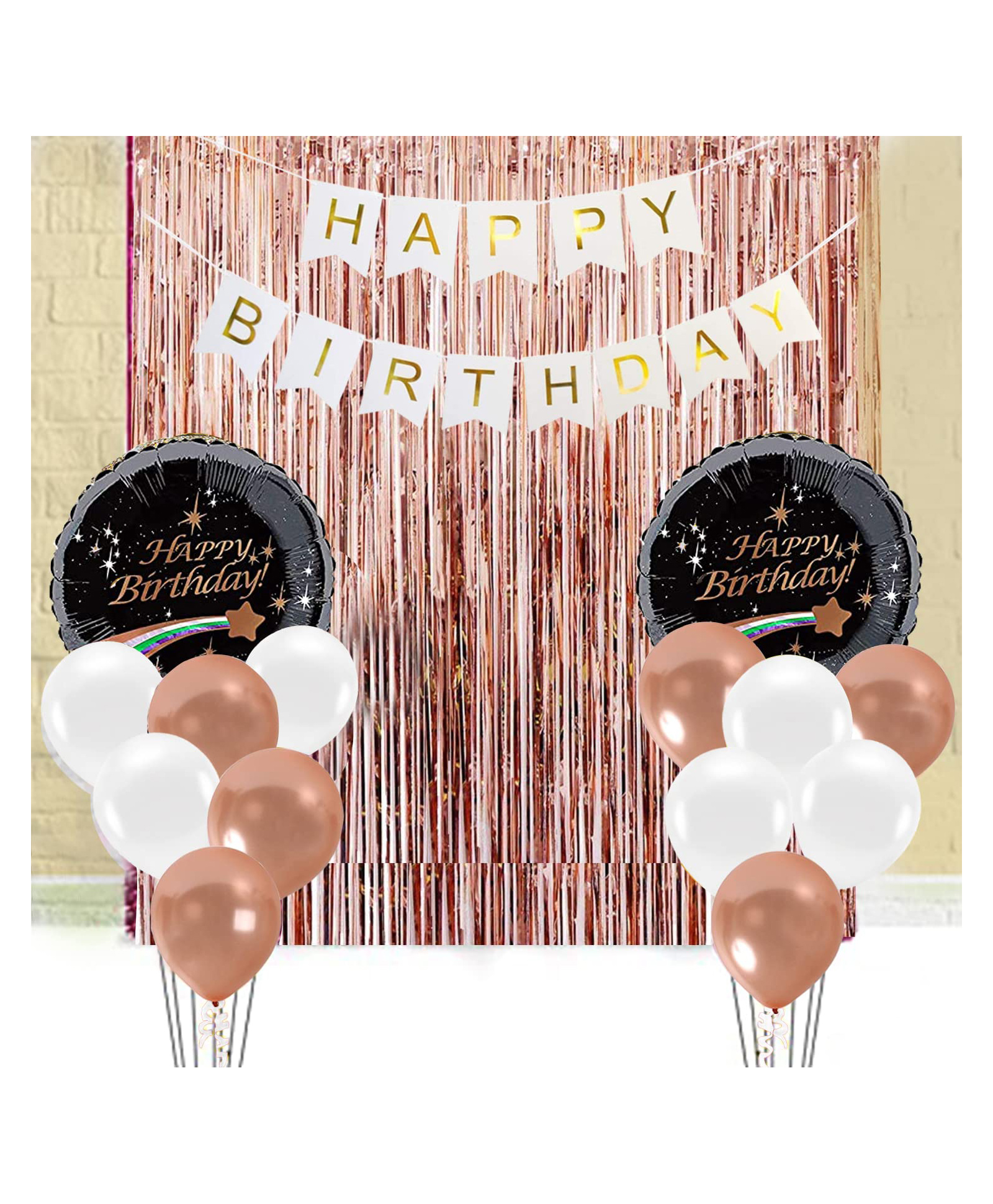 JOHRA Birthday Decoration , Rose Gold Birthday Theme Decoration , Birthday Foil Curtain Decoration , Banner for Birthday , Decoration Backdrop Wall Decoration - Pack of 11-image-25