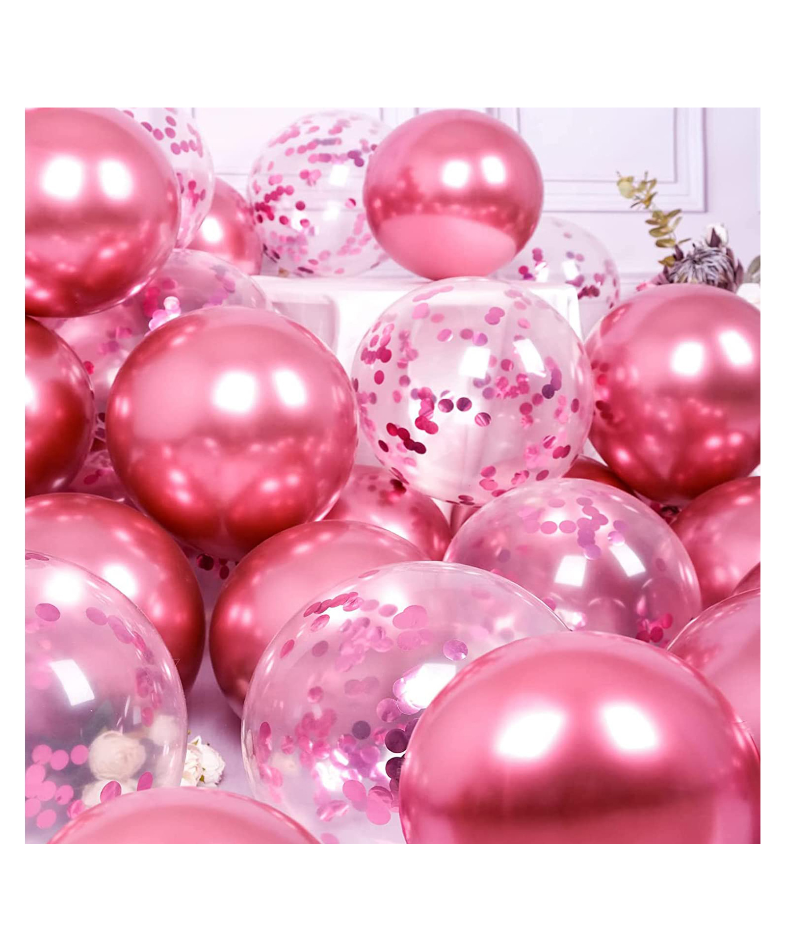 JOHRA Bachelorette party Decorations Pink / Confetti Balloons Pink / Confetti Balloons for Birthday / Pink Birthday Decoration / Theme Balloons - Pack of 50-image-11