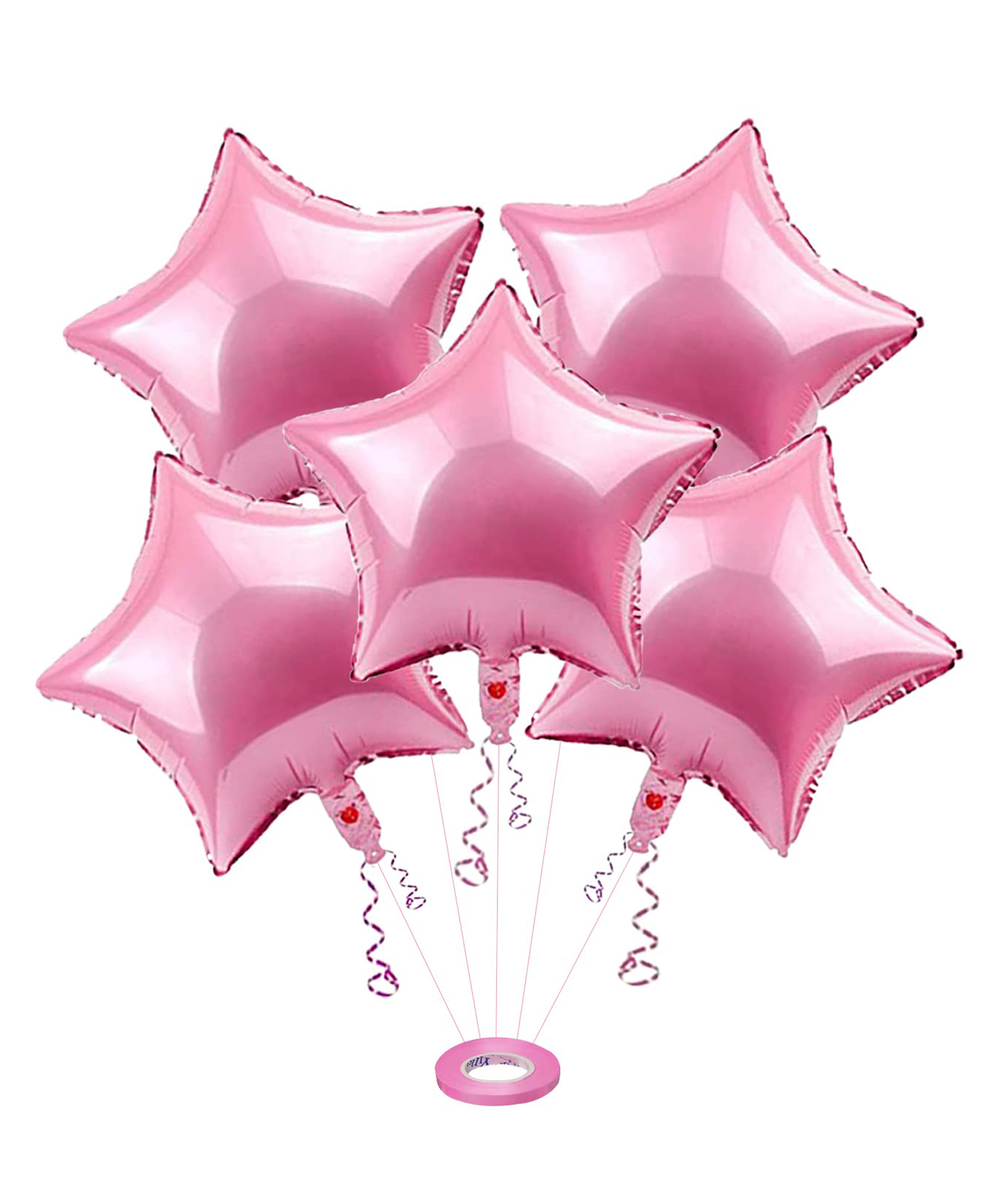 JOHRA (Pack of 5) 18 Inch Pink Star Shaped Foil Balloon With Ribbon / Star Shape Balloons for Decoration / Birthday Balloons for Decoration - Pink-image-28