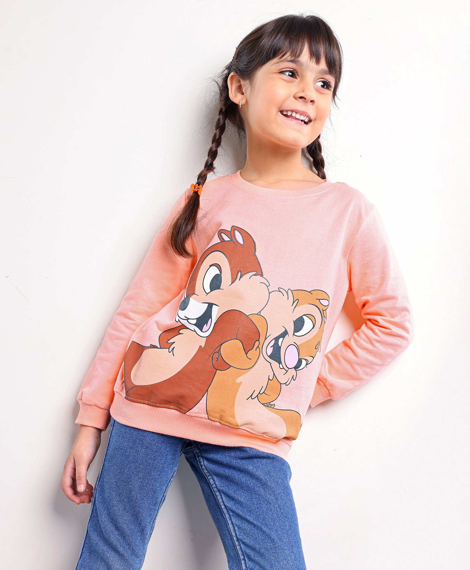 Babyhug Full Sleeves Knit Sweatshirt With Chip And Dale Print- Pink-image-42