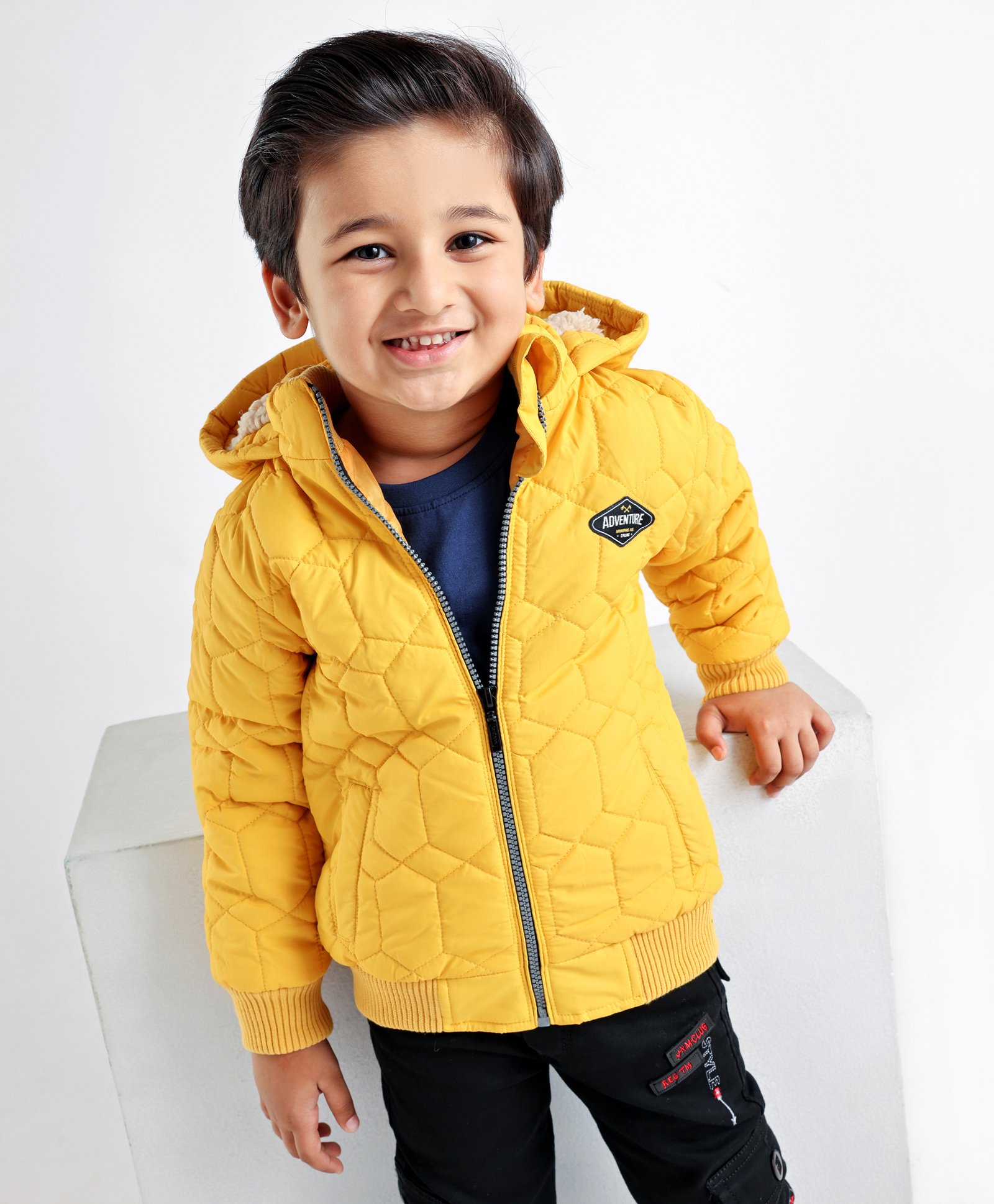 Babyhug Full Sleeves Solid Color Hooded Jacket - Yellow-image-21