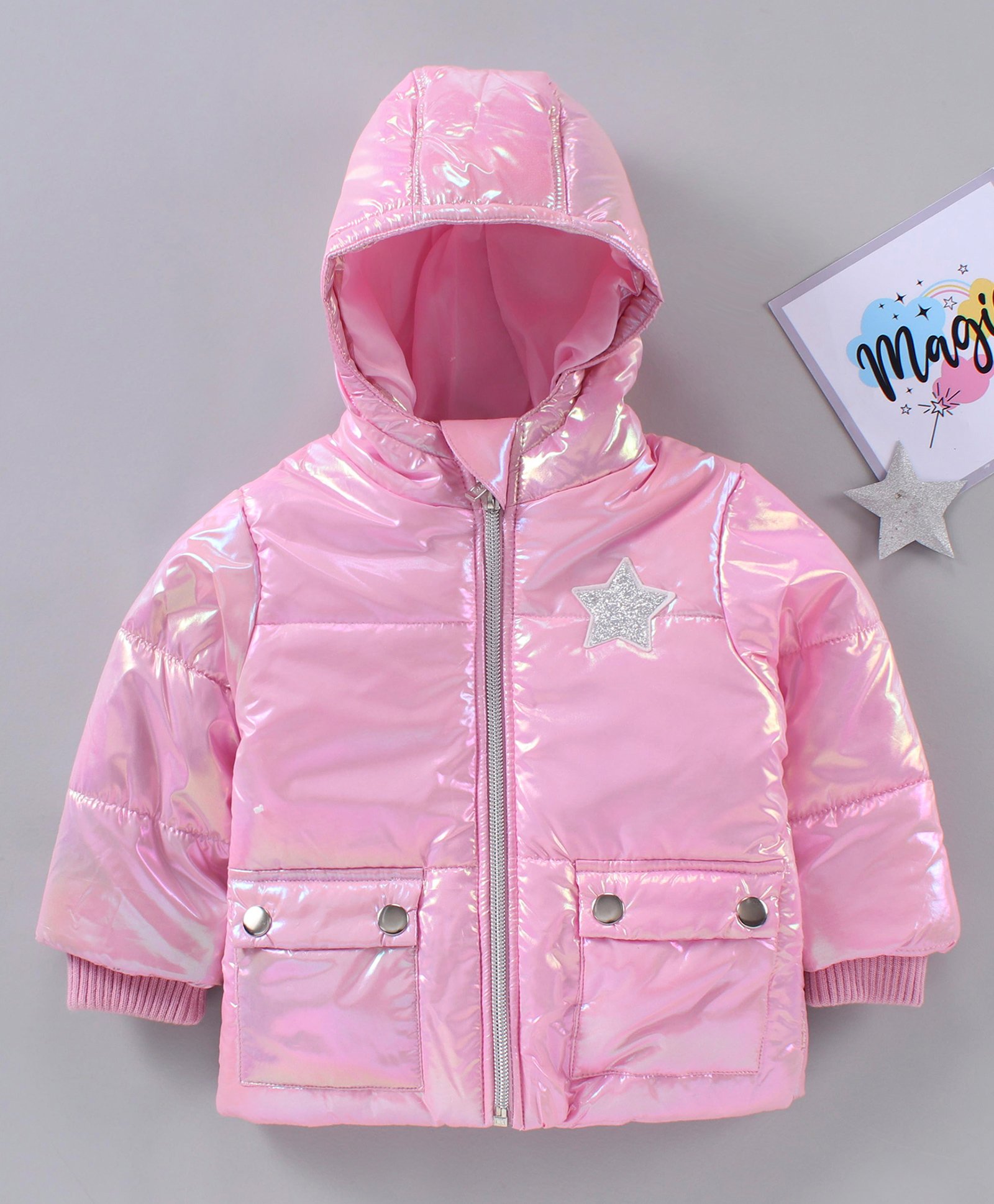 Babyhug Full Sleeves Solid Color Winter Hoodies - Pink-image-42