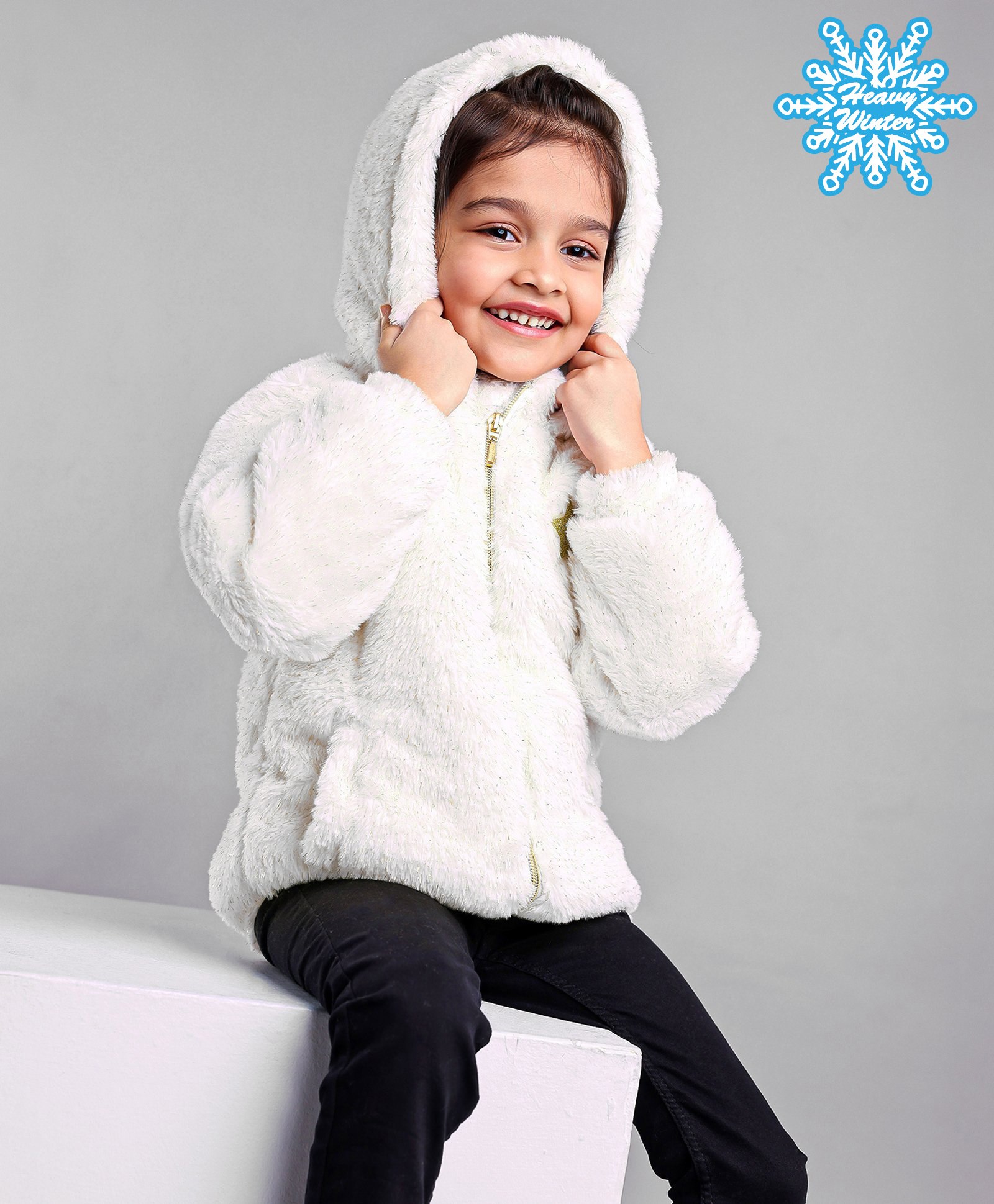 Babyhug Full Sleeves Hooded Jacket - Off White-image-12