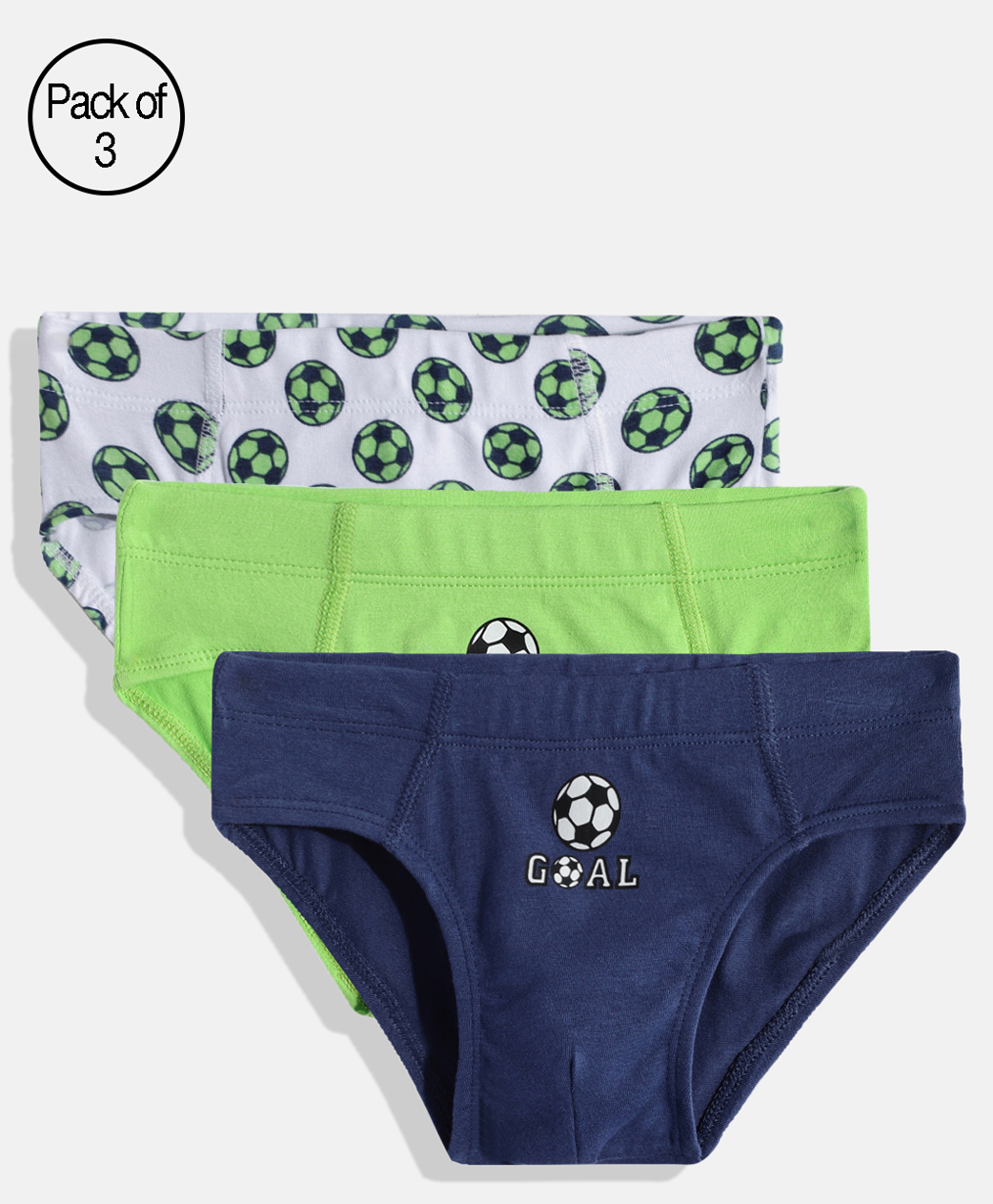 Mackly Pack Of 3 Football Printed Briefs - Navy Blue & Green-picture-2