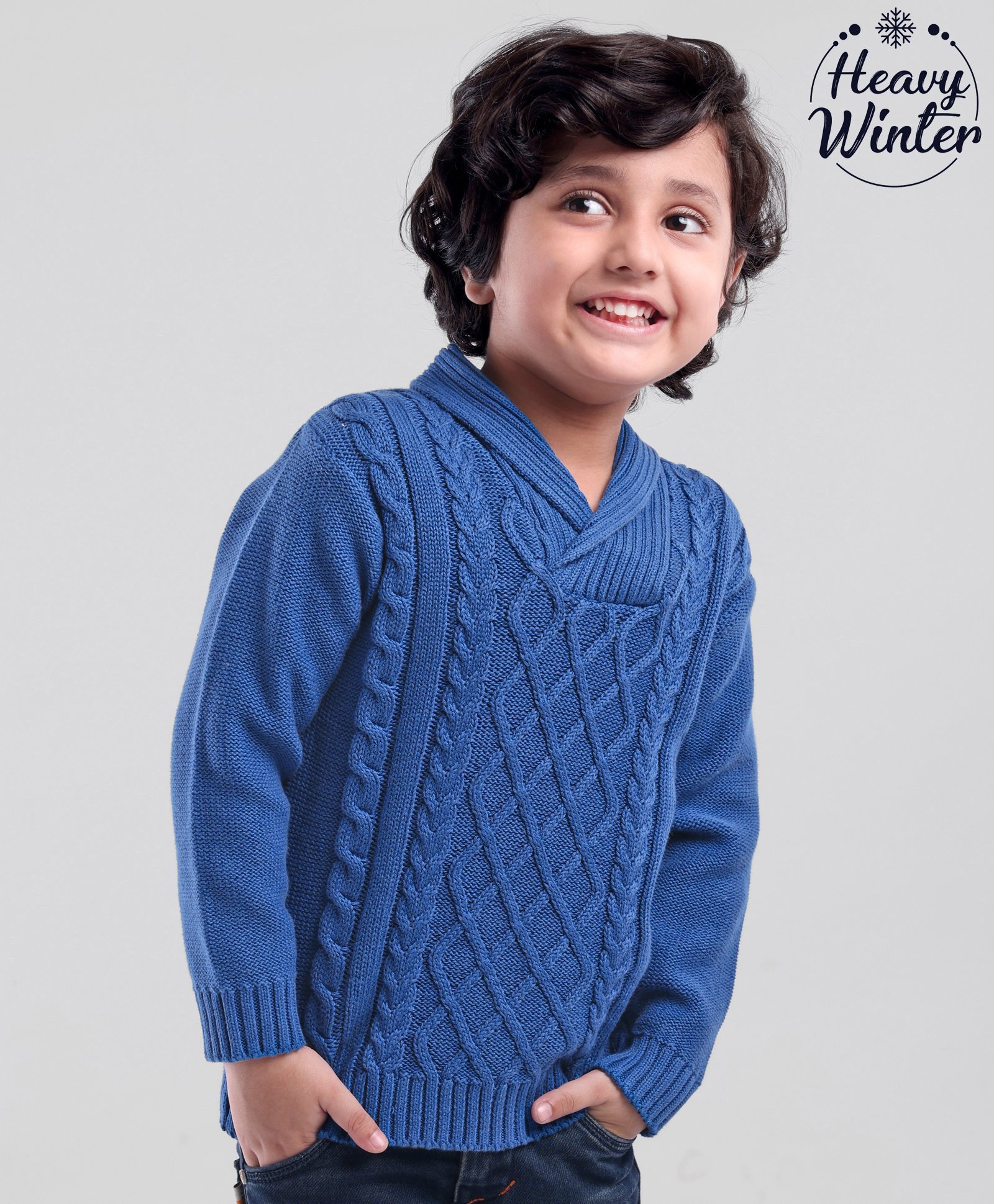 Babyoye 100% Cotton Cable Knit Design Pullover Sweater - Blue-picture-32