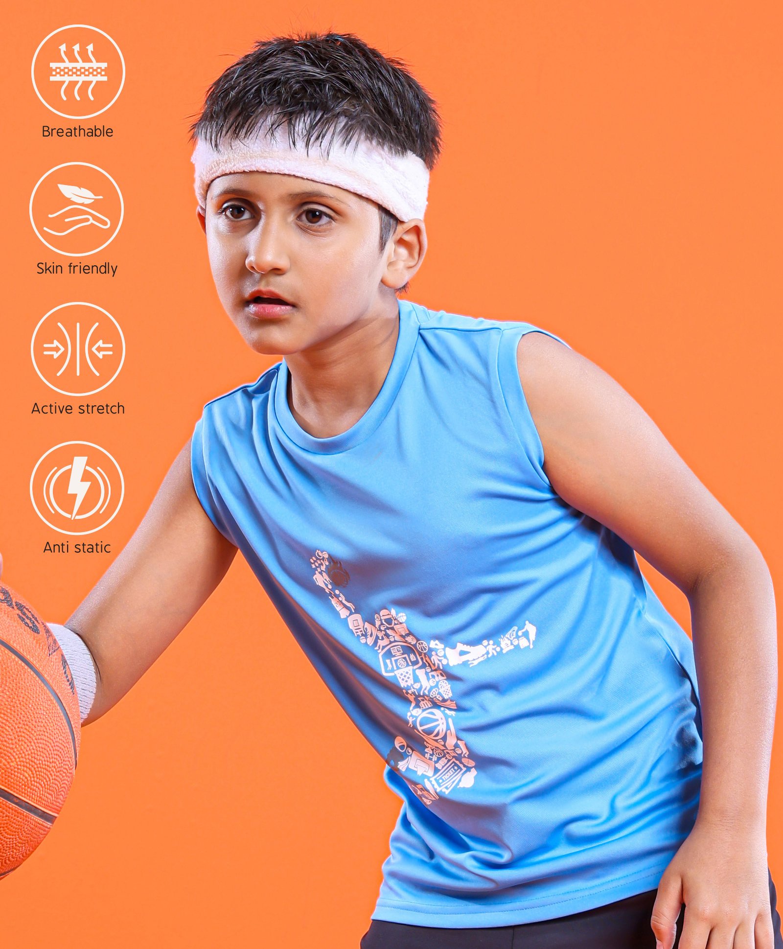 Pine Active Skin Friendly & Breathable Sleeveless Printed T-Shirt - Blue-picture-20