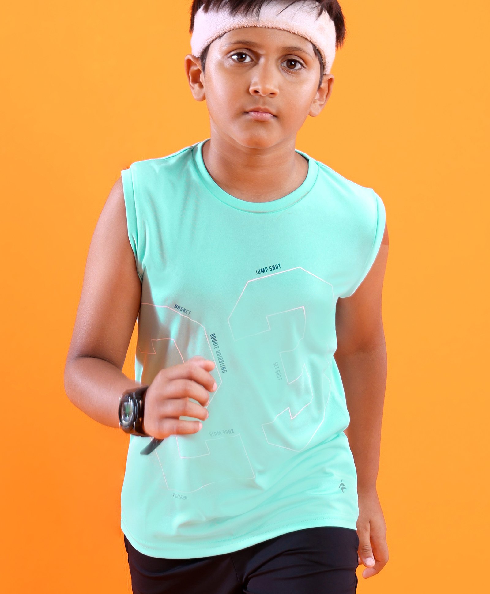 Pine Active Sleeveless Sports T-Shirt Text Print - Multicolor-picture-21
