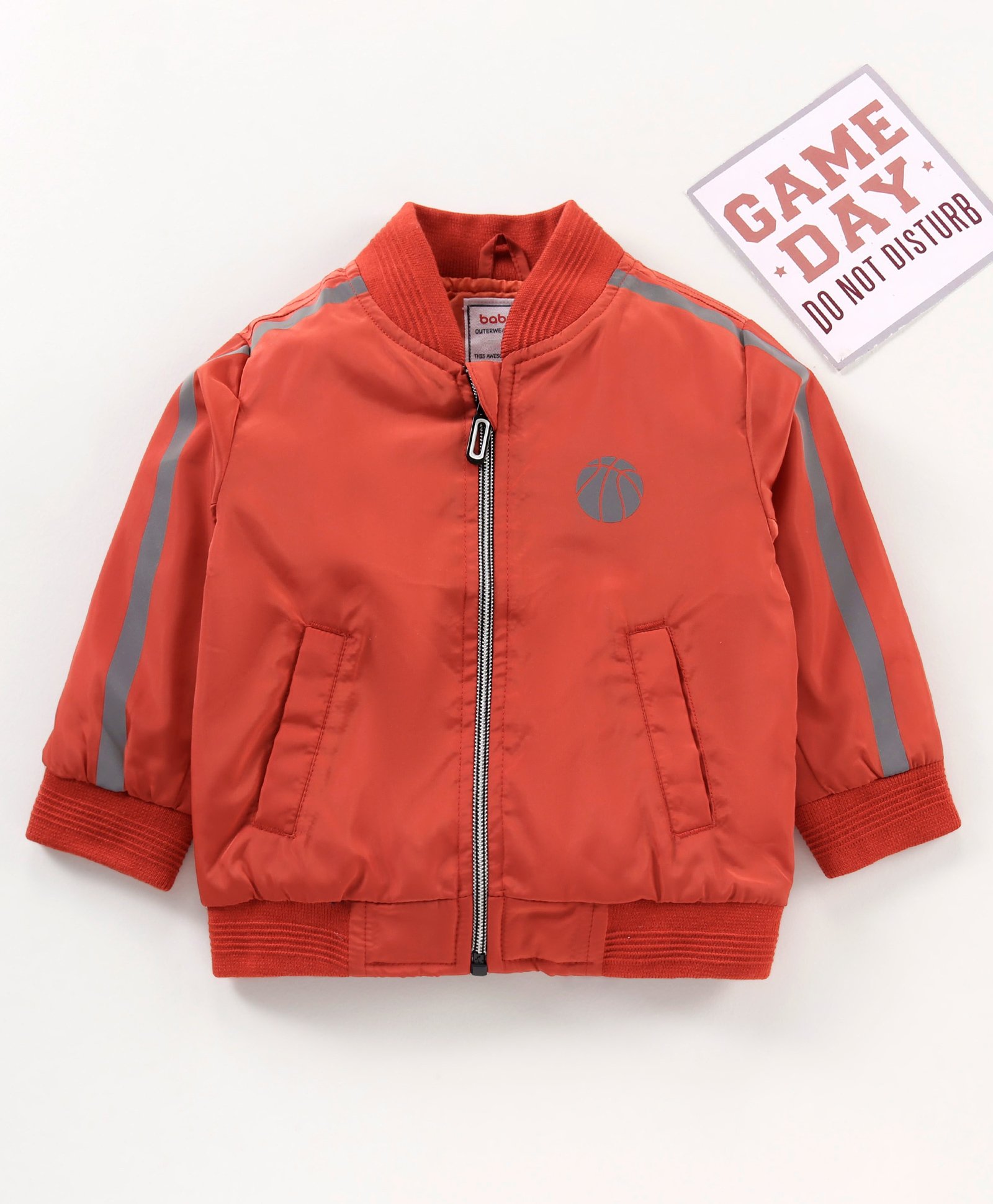 Babyhug Full Sleeves Solid Light Weight Bomber Jacket - Rust-image-16