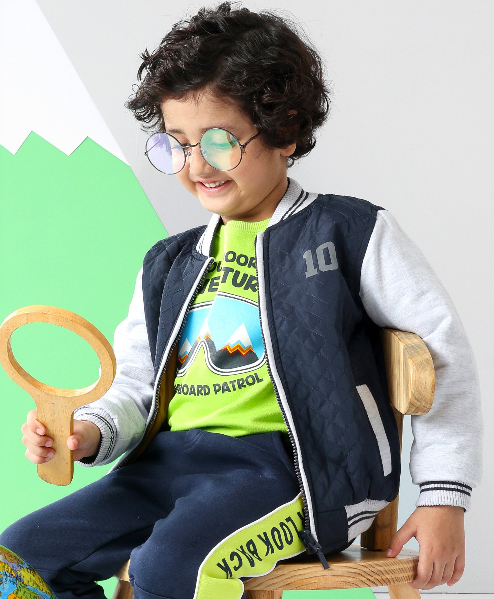 Babyhug Full Sleeves Reversible Jacket Solid & Stripes Print- Navy White-image-42