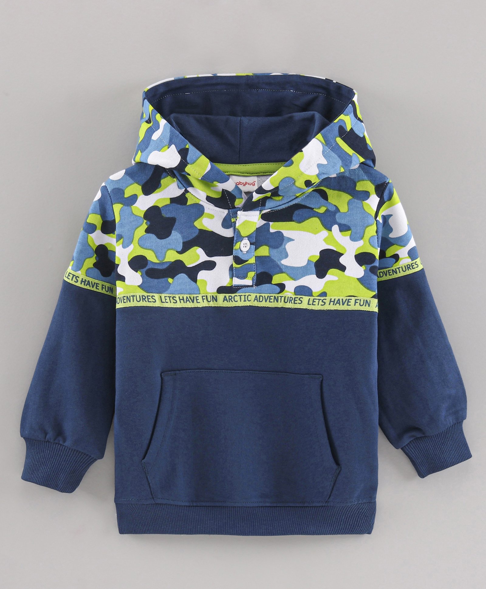 Babyhug Full Sleeves Hooded Cut & Sew Camo Printed Sweatshirt - Multicolor-image-39