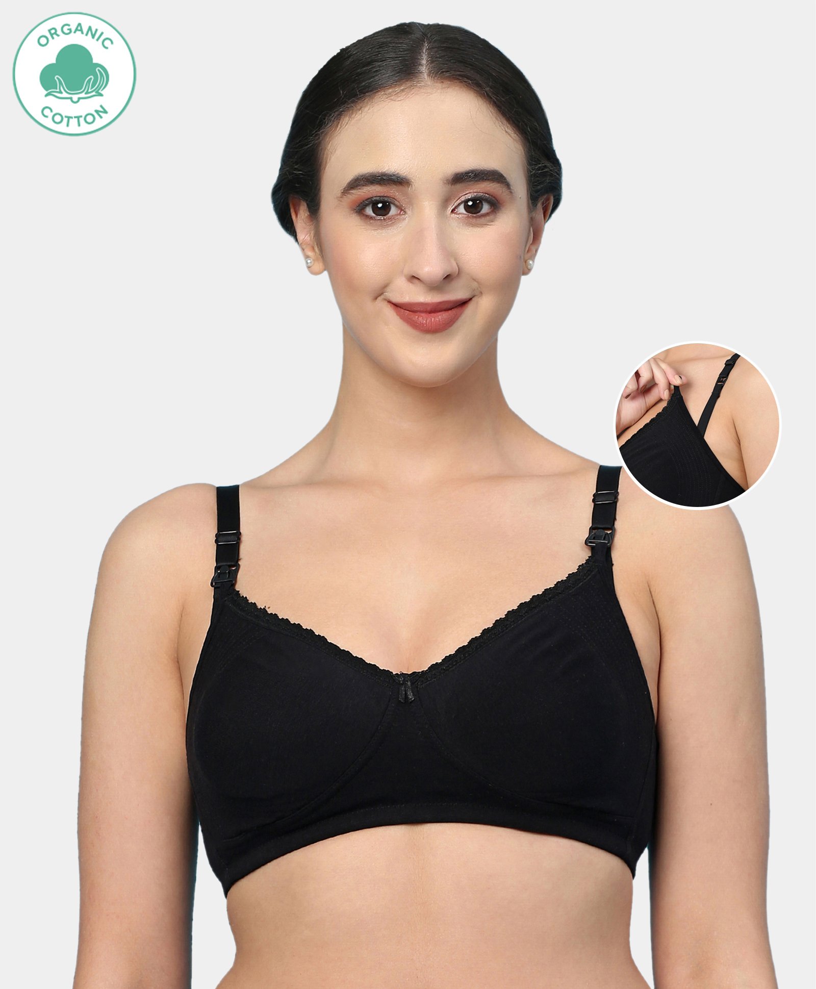 ECOMAMA Organic Cotton & Bamboo Antimicrobial Feeding Bra - Black-picture-19