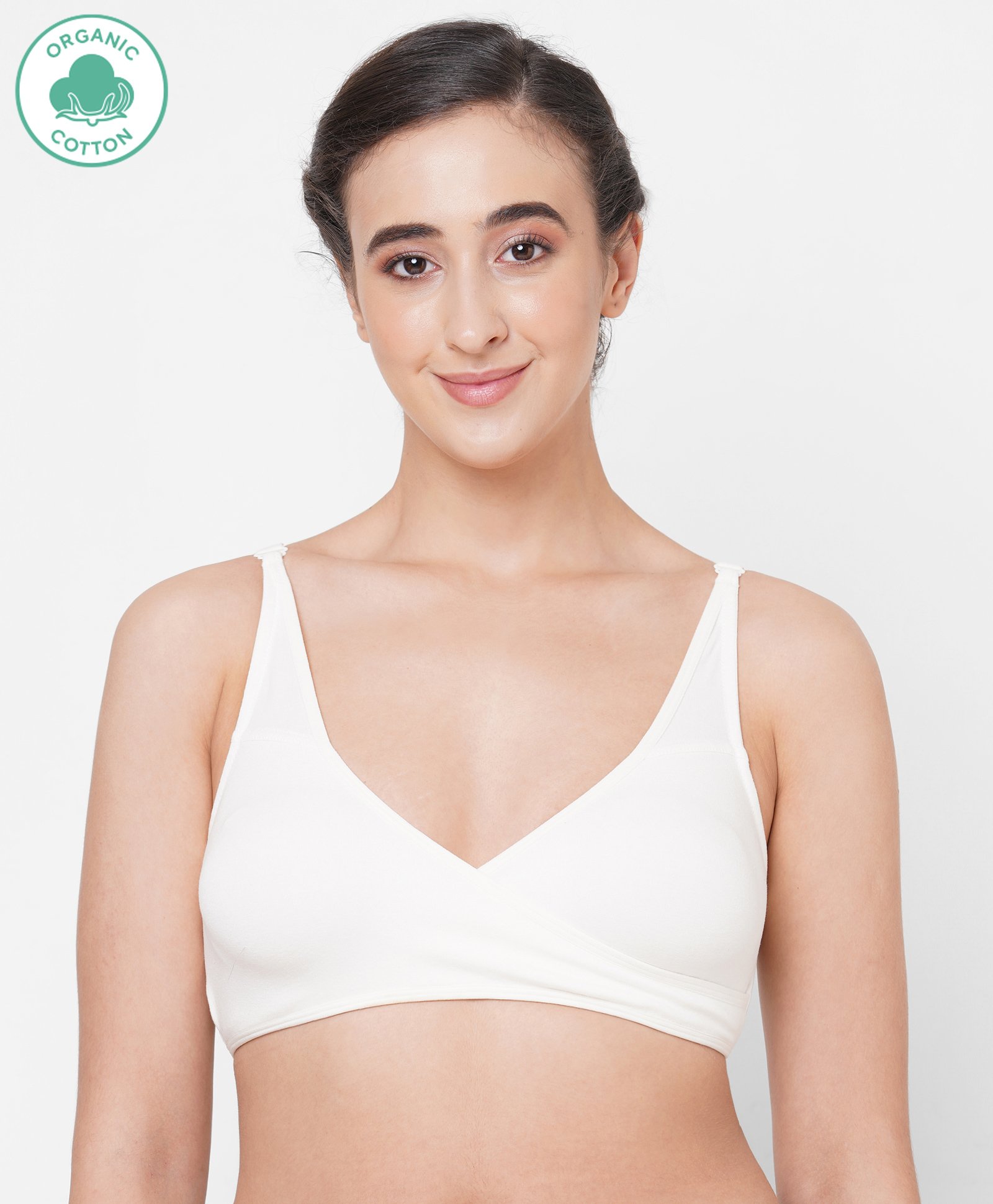 ECOMAMA Organic Cotton & Bamboo Antimicrobial Sleeping/Feeding Bra - White-picture-20