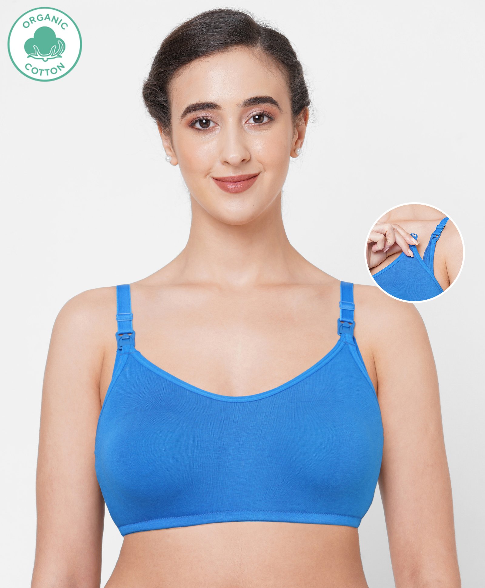 ECOMAMA Organic Cotton & Bamboo Antimicrobial Sleeping/Feeding Bra - Blue-picture-19