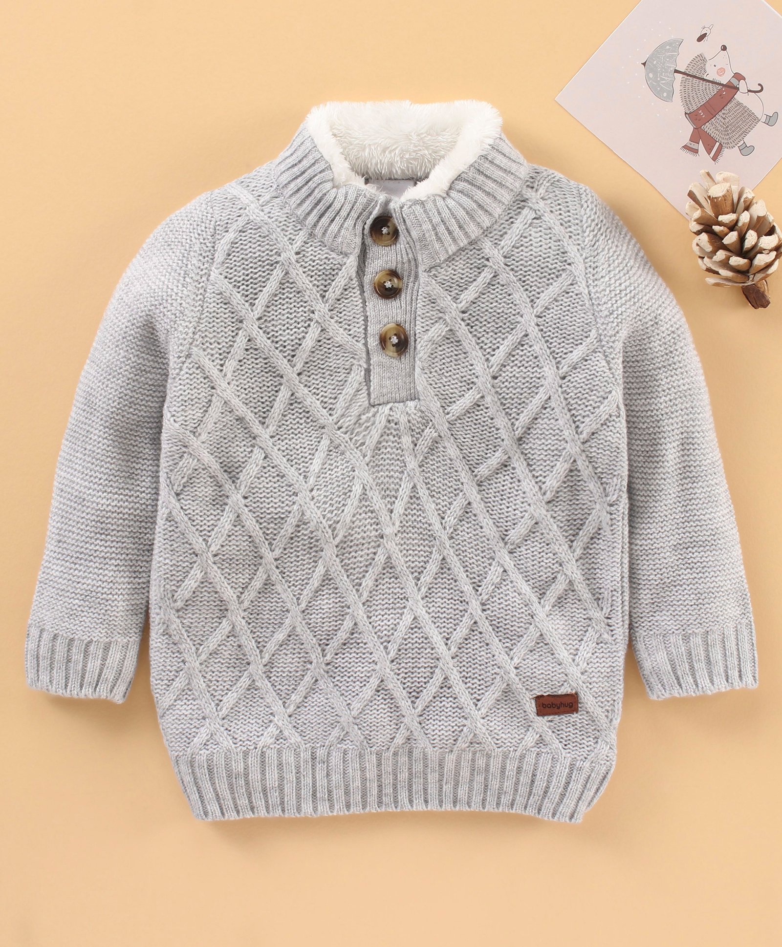 cable knit sweater grey