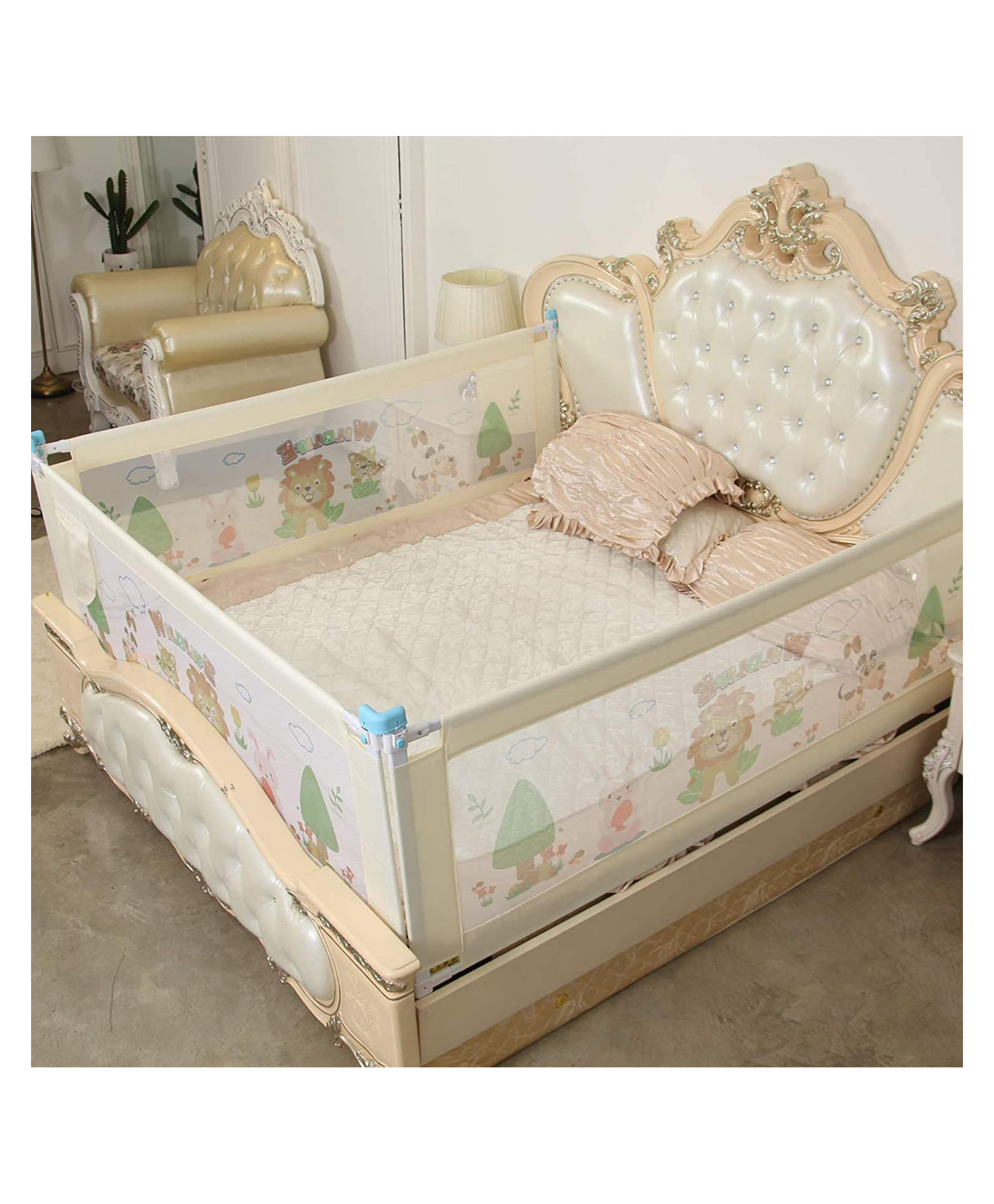 Safe-O-Kid 5 Feet Designer Washable Bed Rail Guard Pack Of 2 - Beige-picture-11